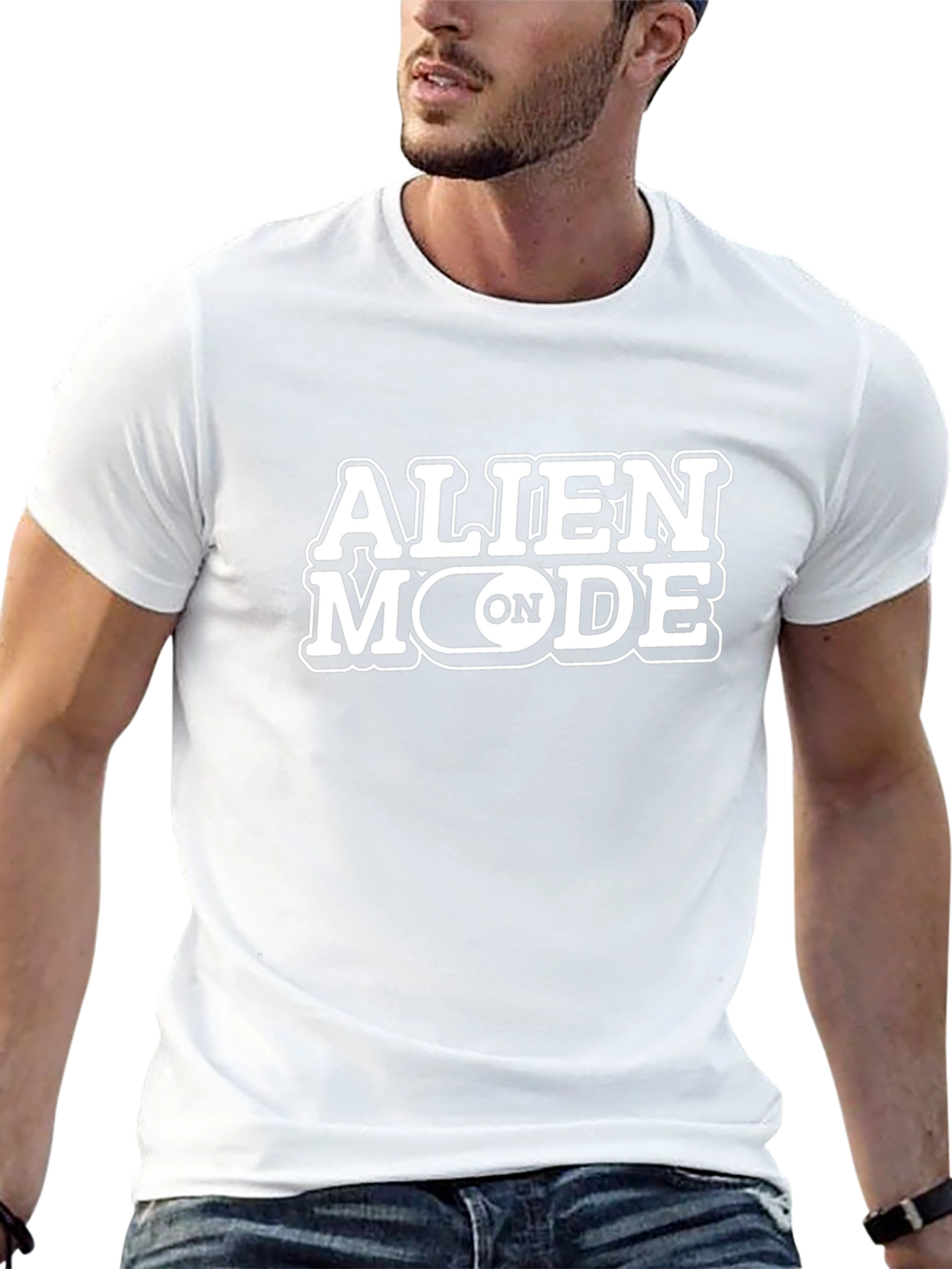 Alien Mode On T-Shirt - Black Crew Neck