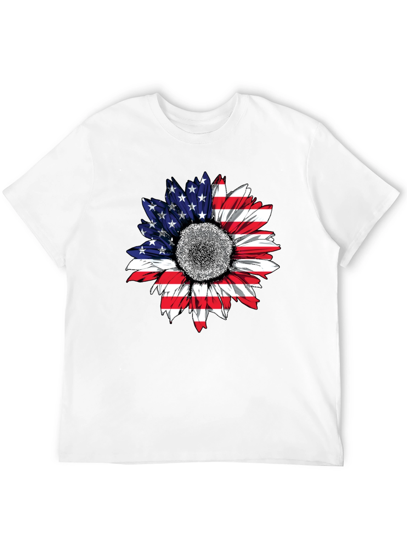 American Flag Sunflower T-Shirt Patriotic USA