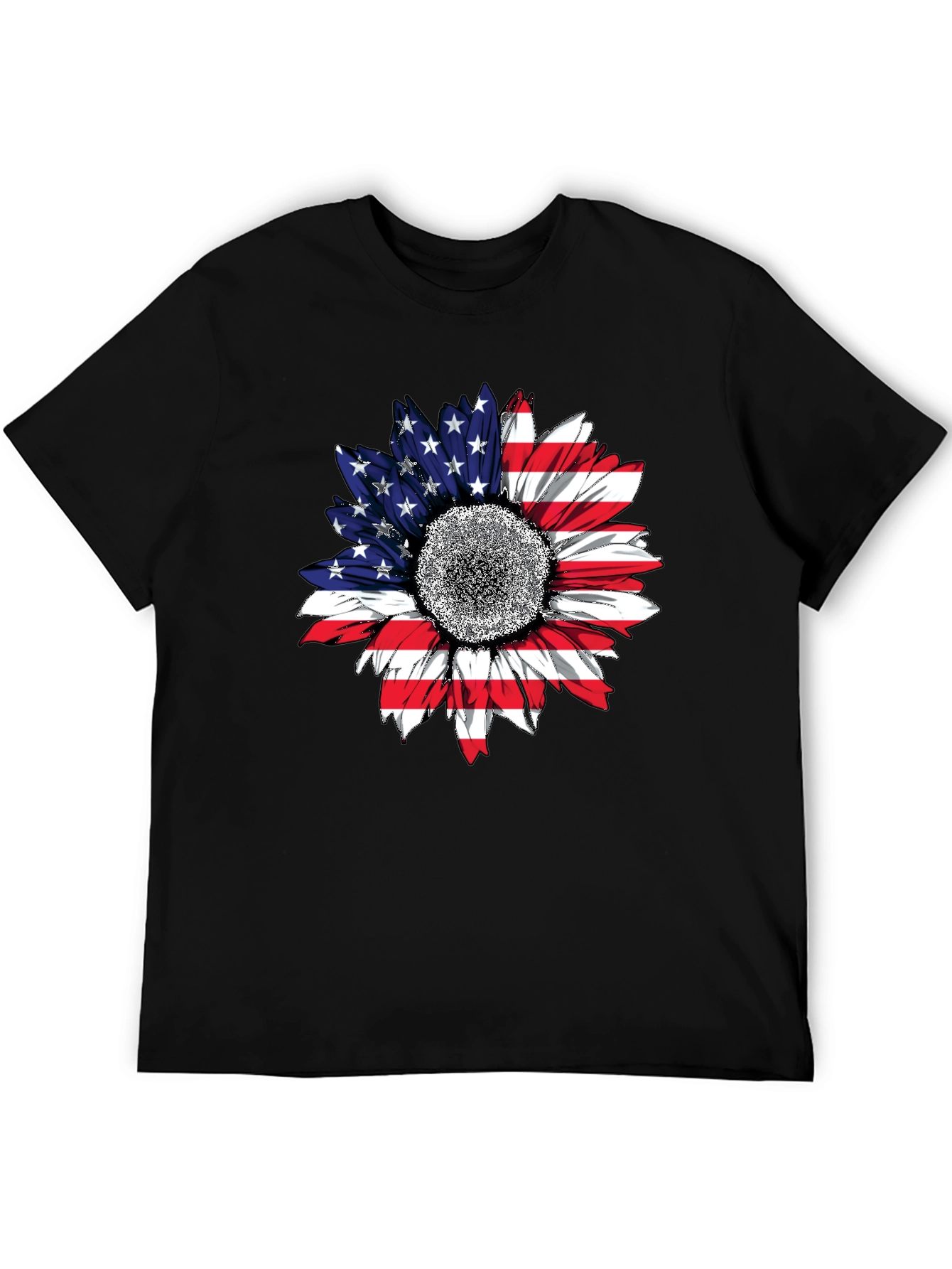 American Flag Sunflower T-Shirt Patriotic USA