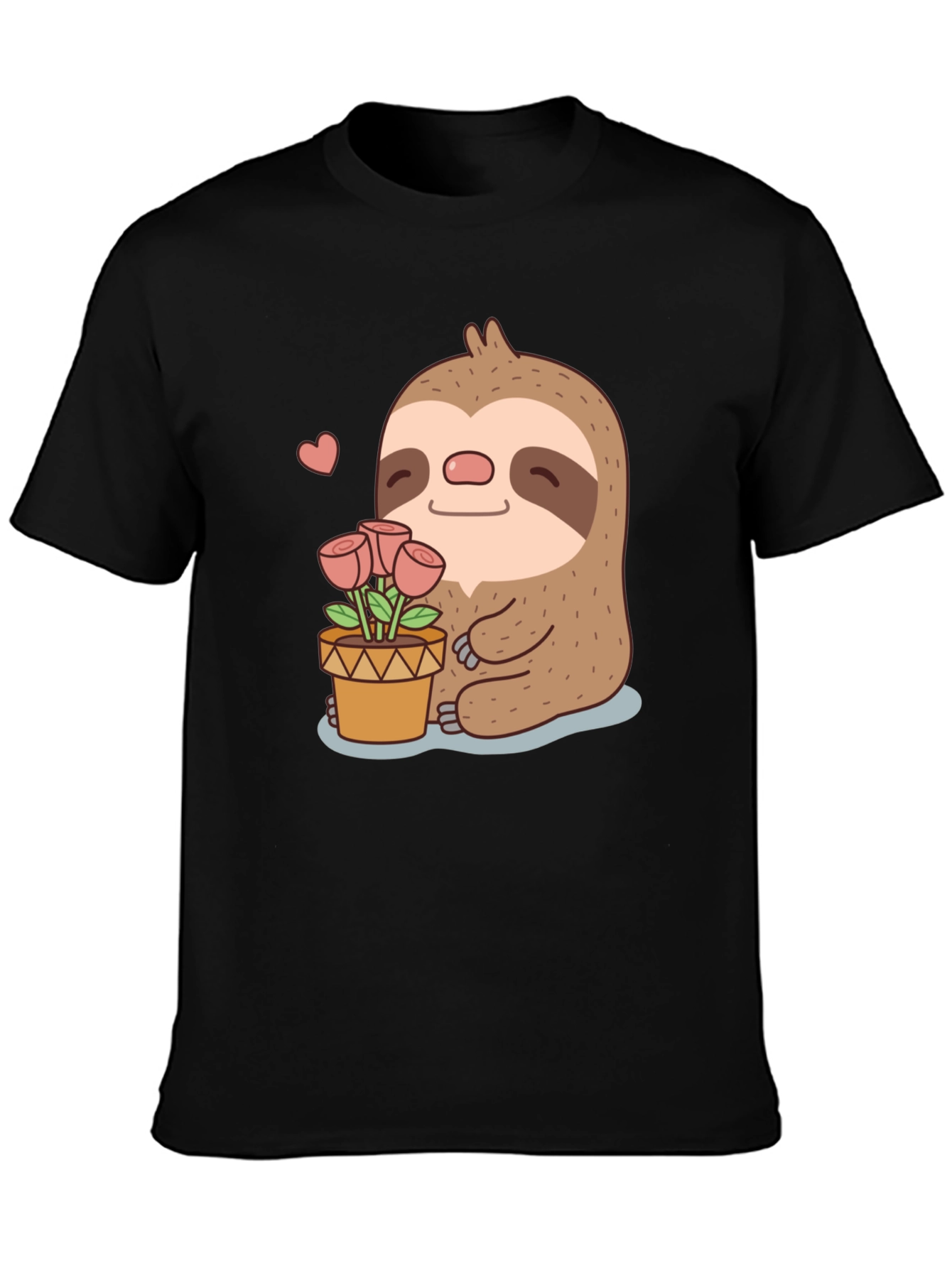 Cute Sloth with Flowers Graphic T-Shirt