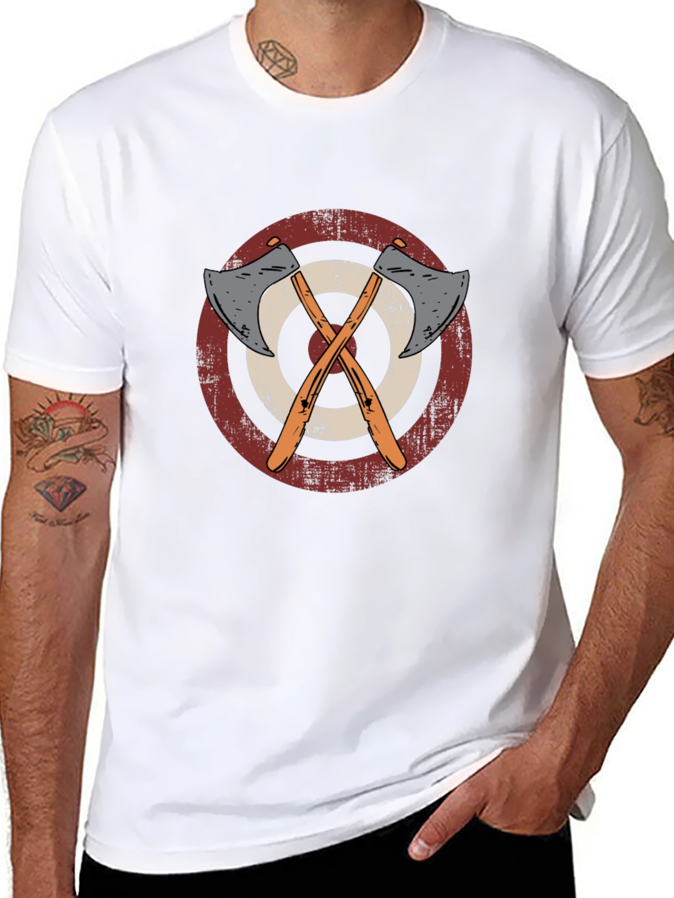 Axe Throwing Target Graphic Tee - Black