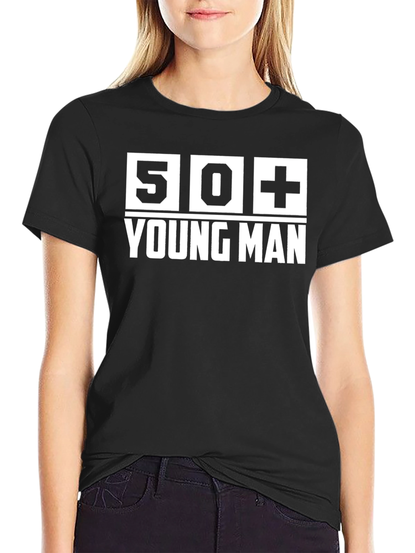50+ Young Man Black T-Shirt