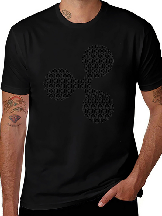 Binary Ripple Design Black T-Shirt