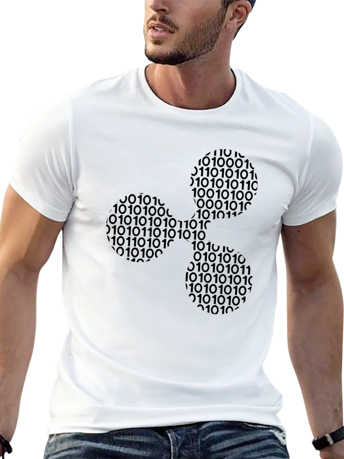 Binary Ripple Design Black T-Shirt