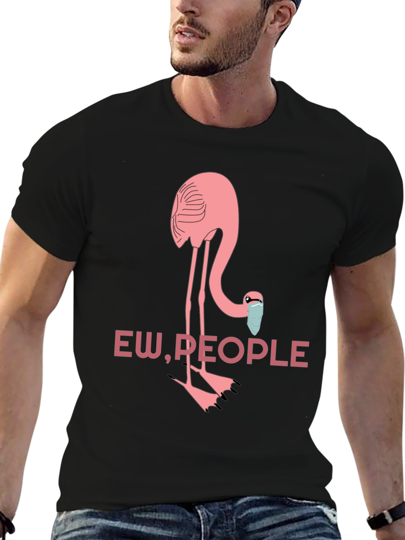 Ew People Flamingo Graphic Tee - Black