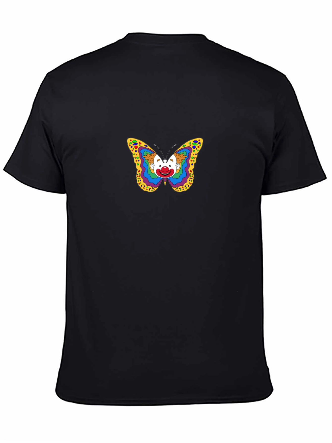 Clown Butterfly Graphic Tee - Black Cotton T-Shirt