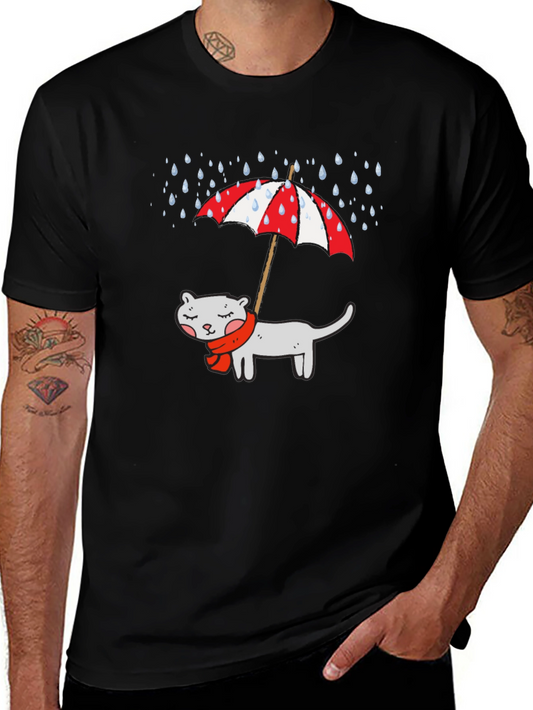 Cat Under Umbrella Graphic T-Shirt