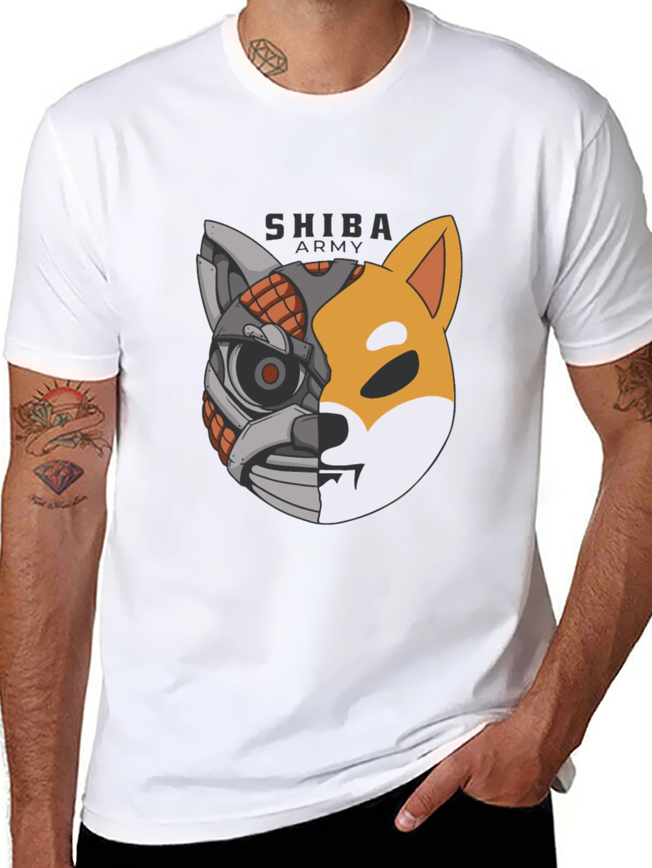 Shiba Army Robot Dog T-Shirt - Cool Graphic Tee