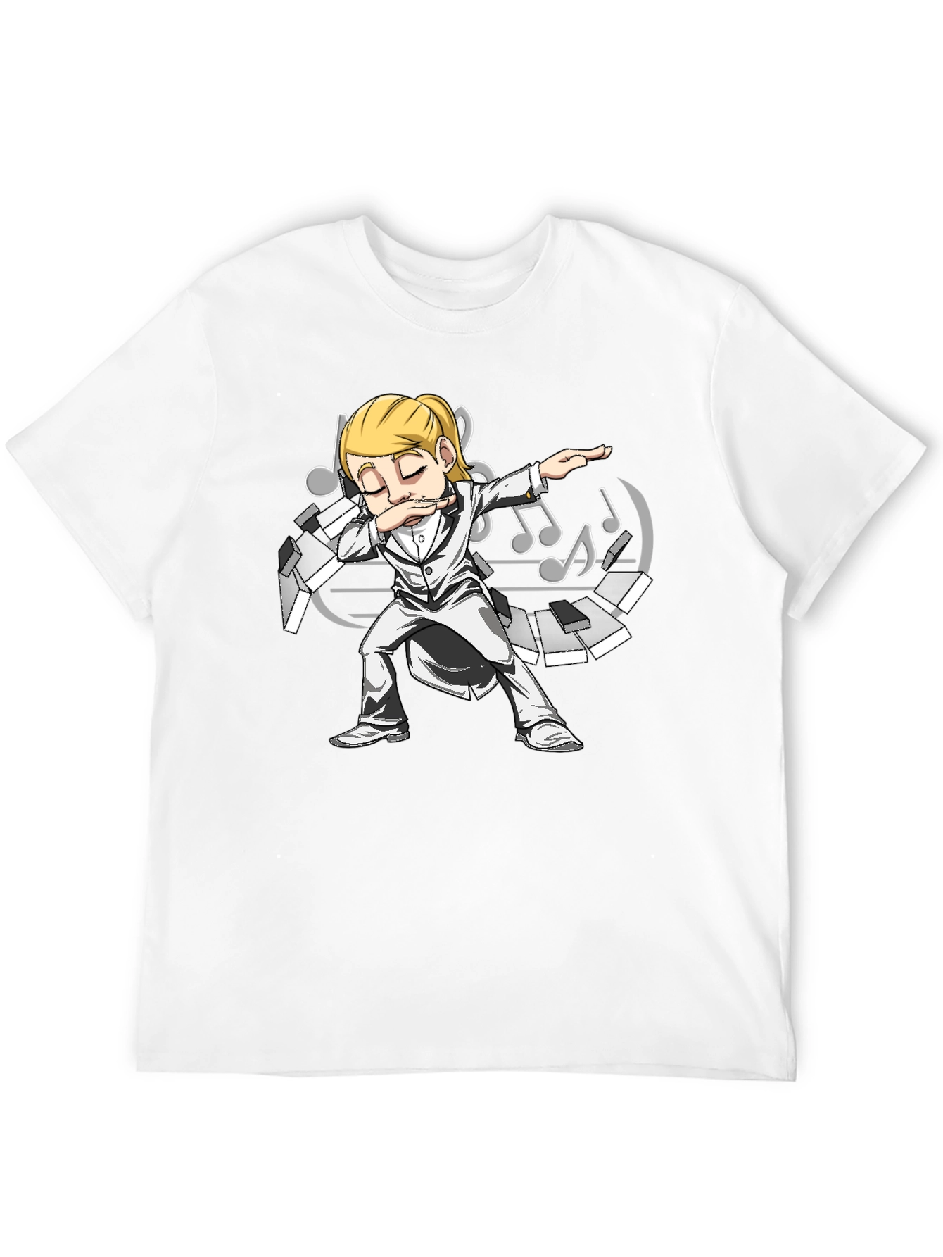 Dabbing Musician Graphic T-Shirt - Black Cotton Tee
