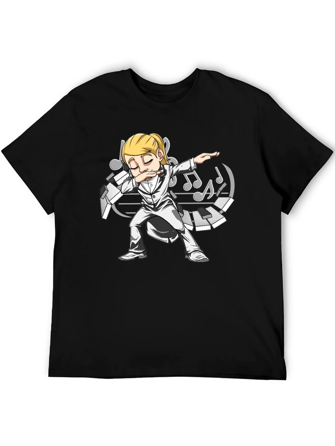 Dabbing Musician Graphic T-Shirt - Black Cotton Tee