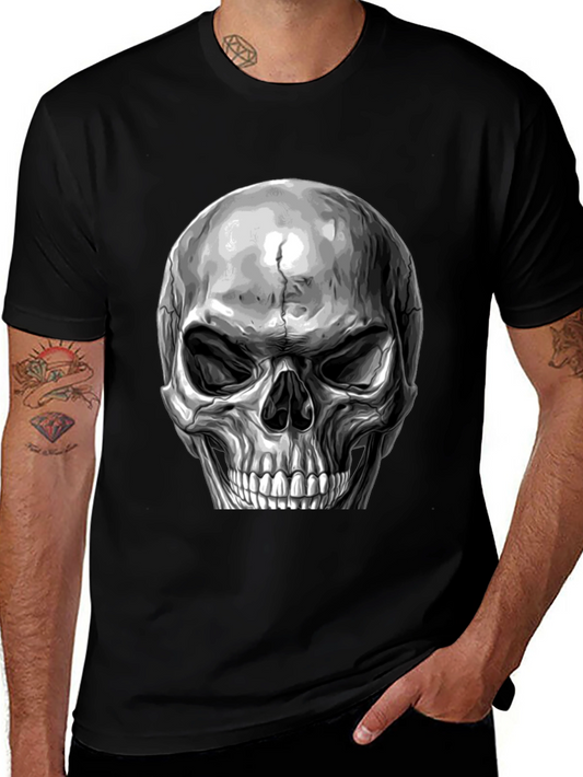 Skull Graphic Print T-Shirt - Black