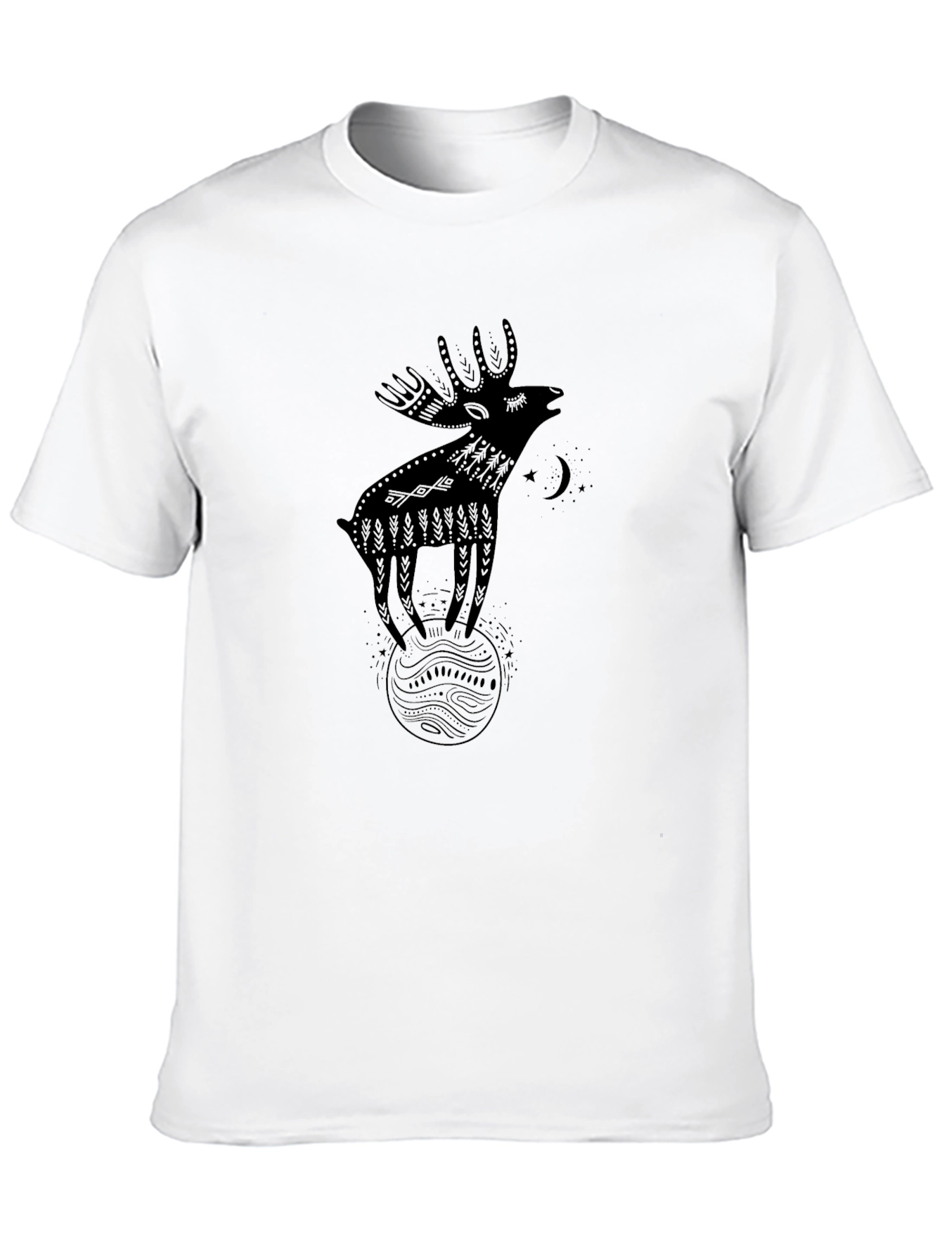 Whimsical Moose Graphic Tee - Black