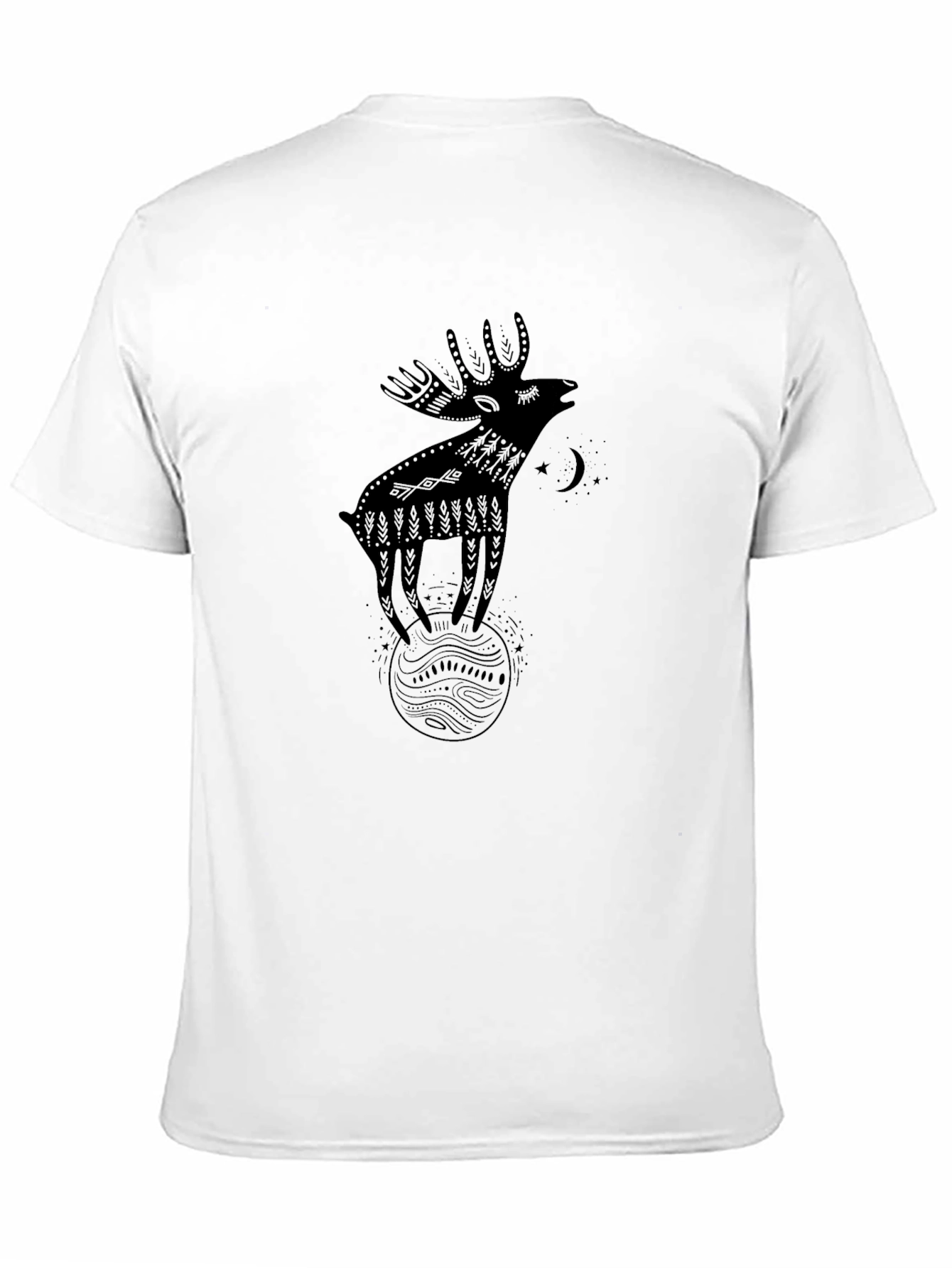 Whimsical Moose Graphic Tee - Black