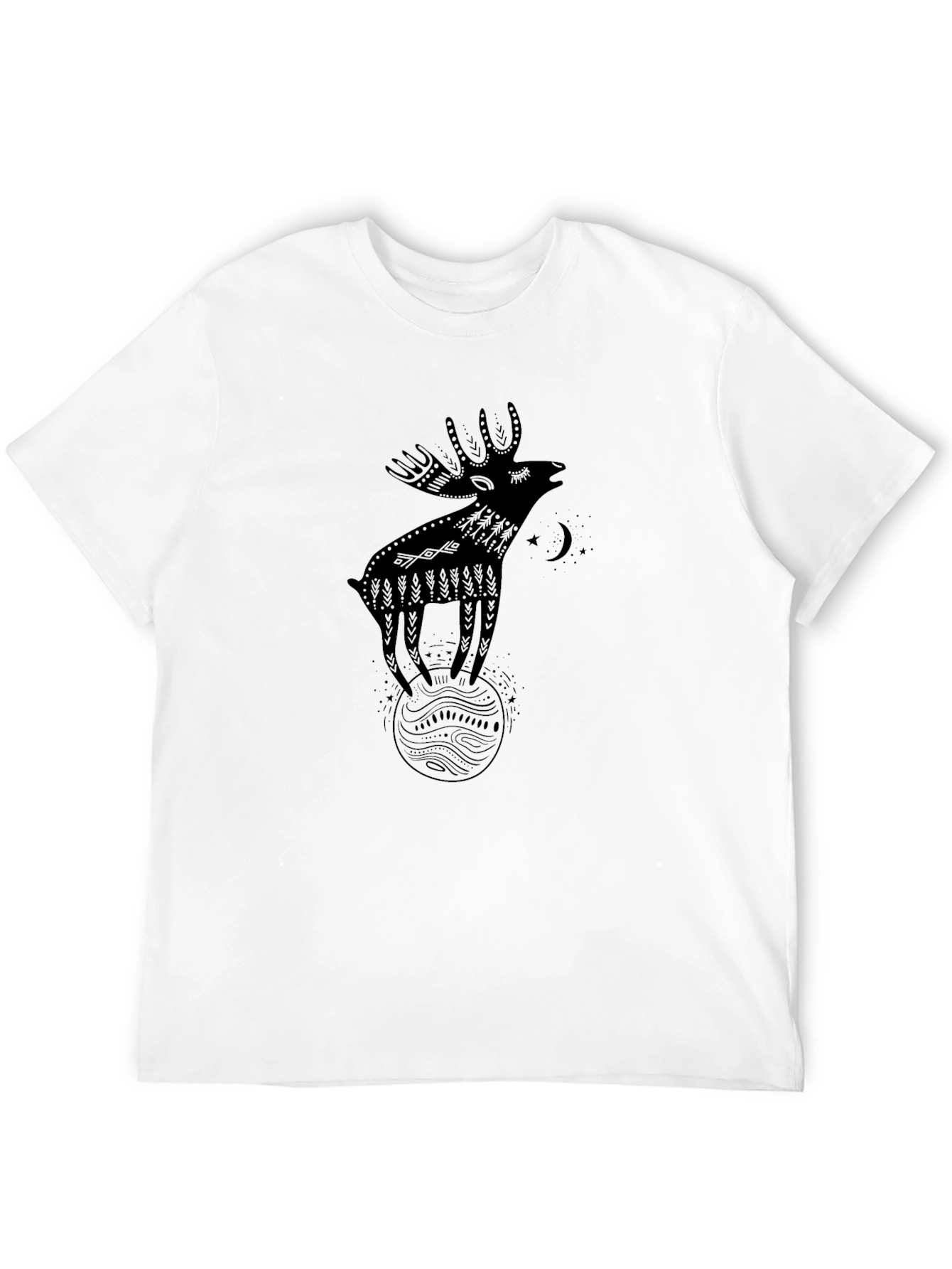 Whimsical Moose Graphic Tee - Black