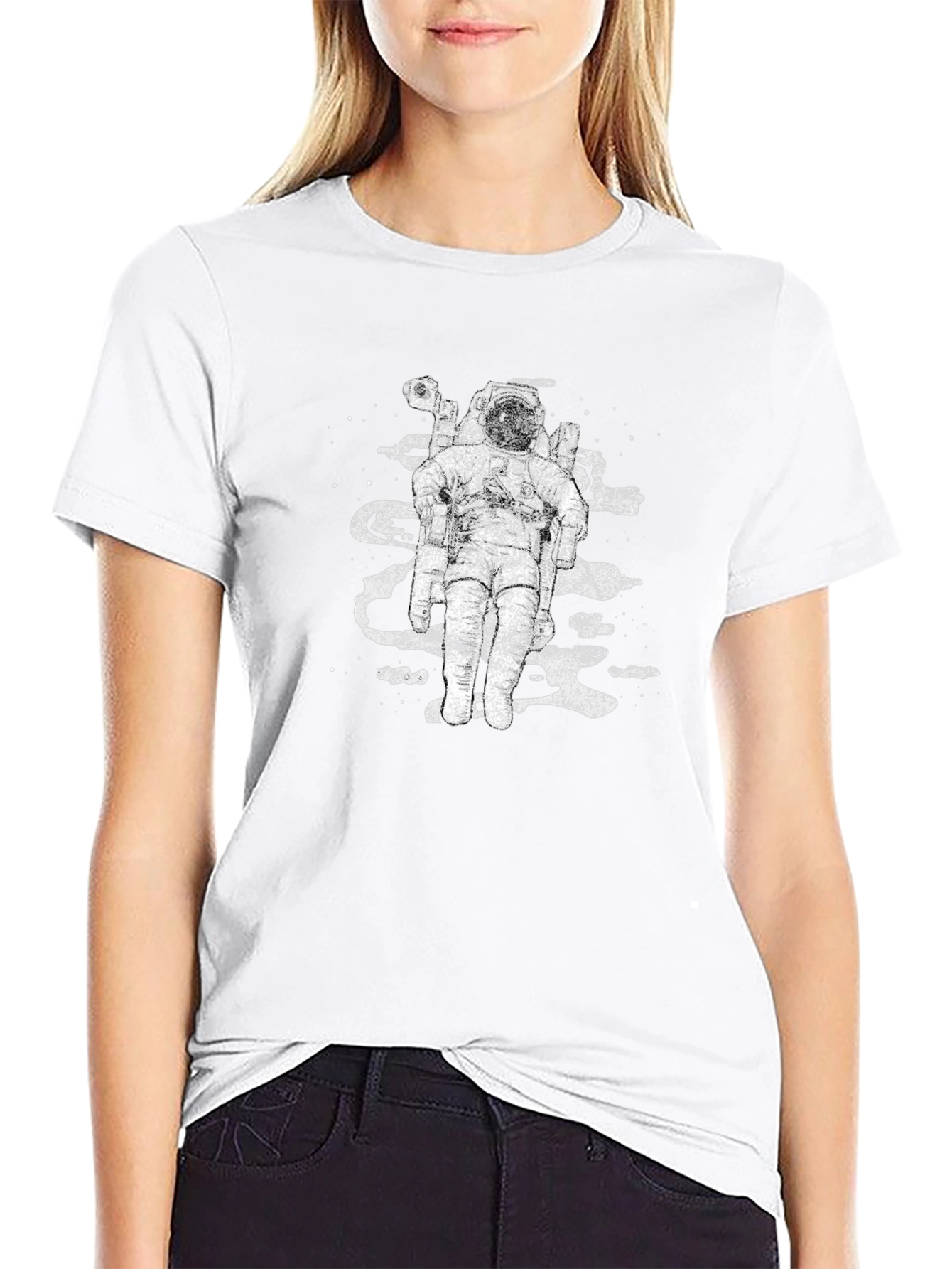 Astronaut Space Art Black T-Shirt