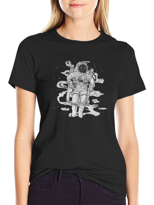 Astronaut Space Art Black T-Shirt