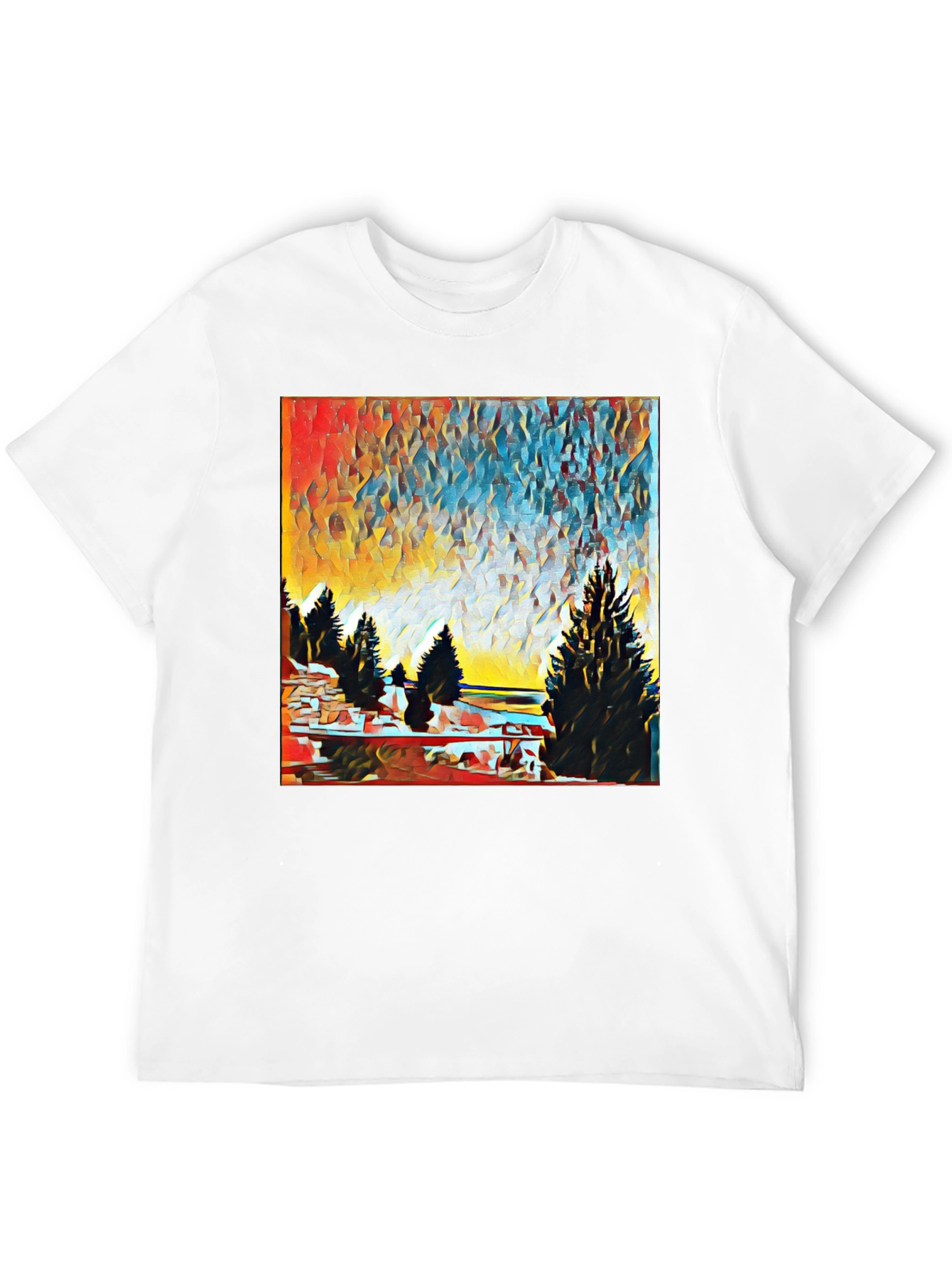 Abstract Landscape Print T-Shirt