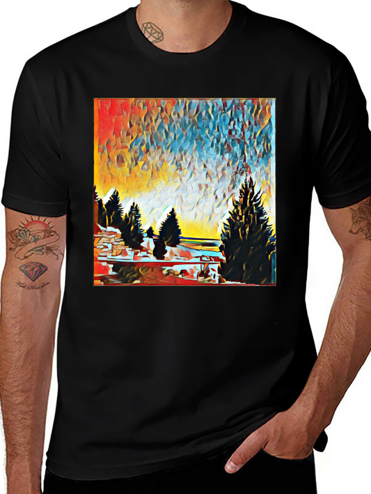 Abstract Landscape Print T-Shirt