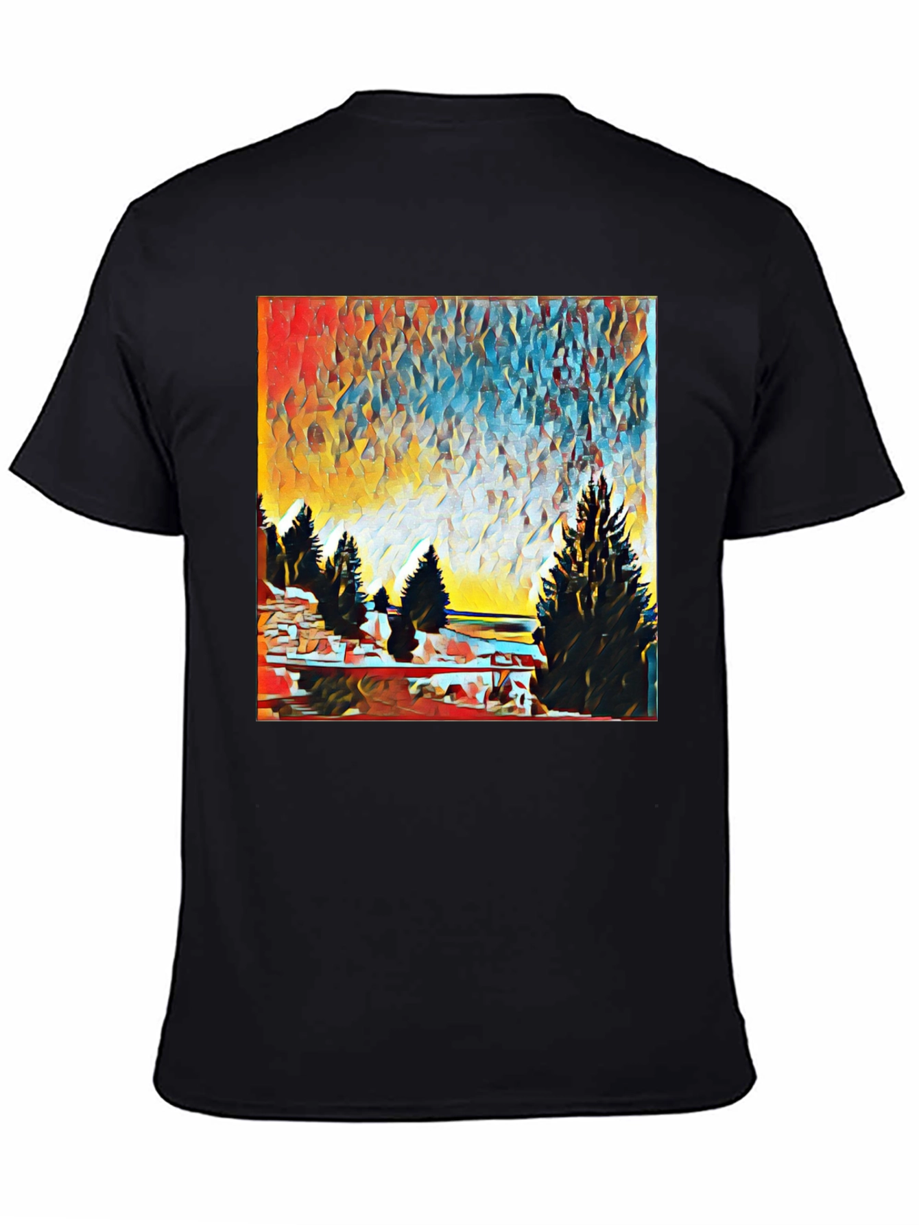 Abstract Landscape Print T-Shirt