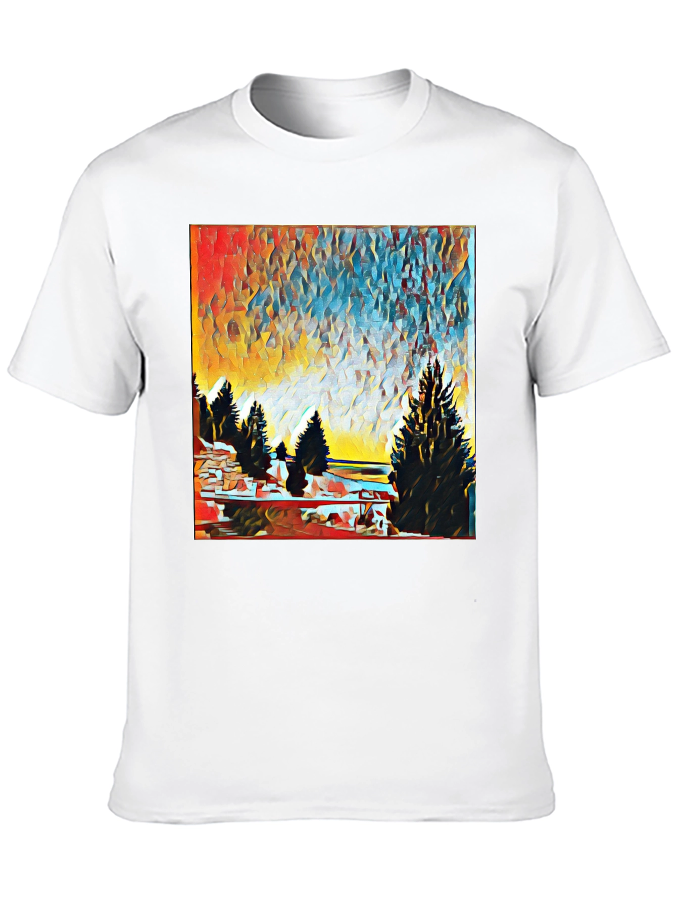 Abstract Landscape Print T-Shirt