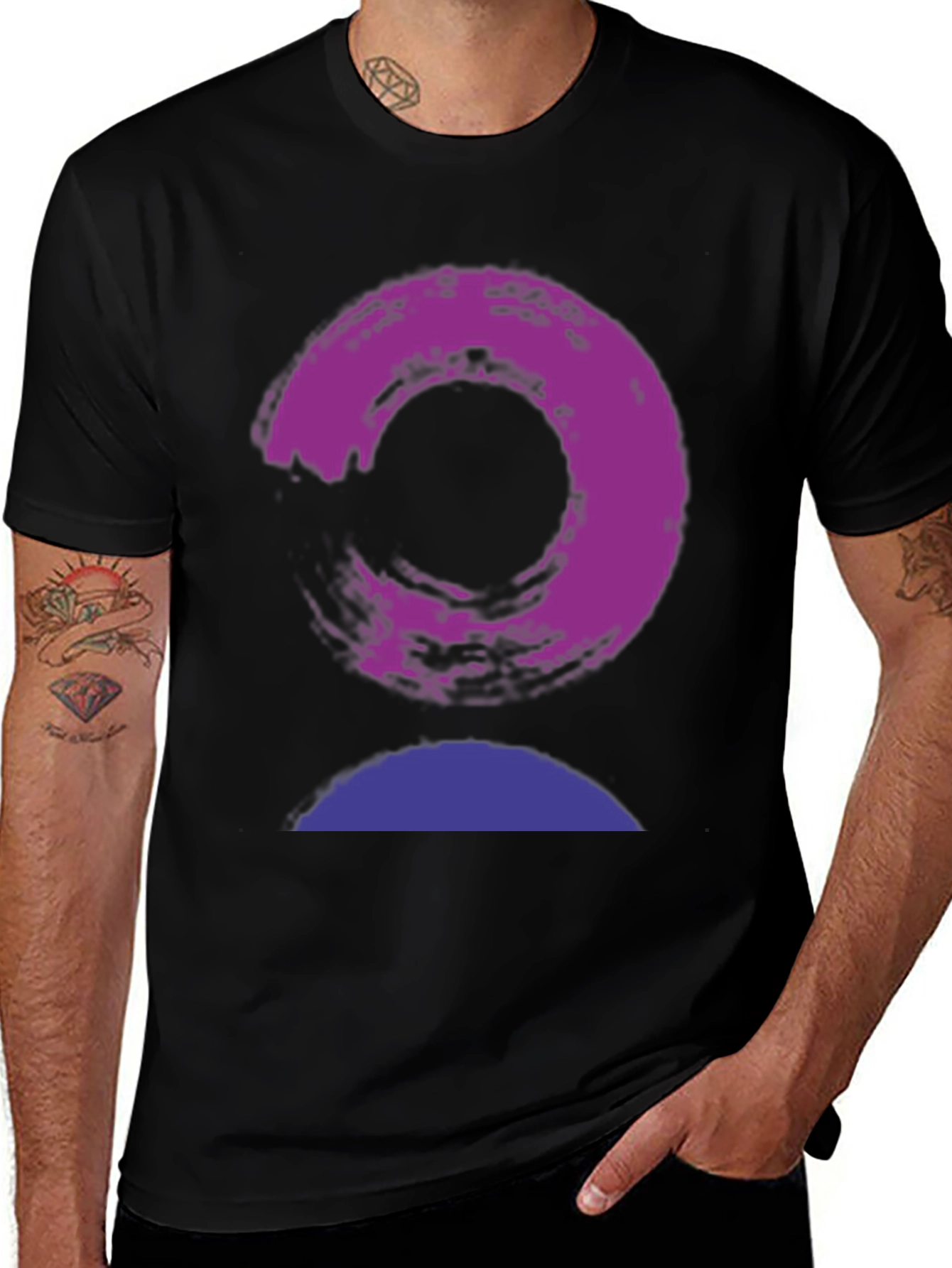 Abstract Circle Graphic Mens Black T-Shirt
