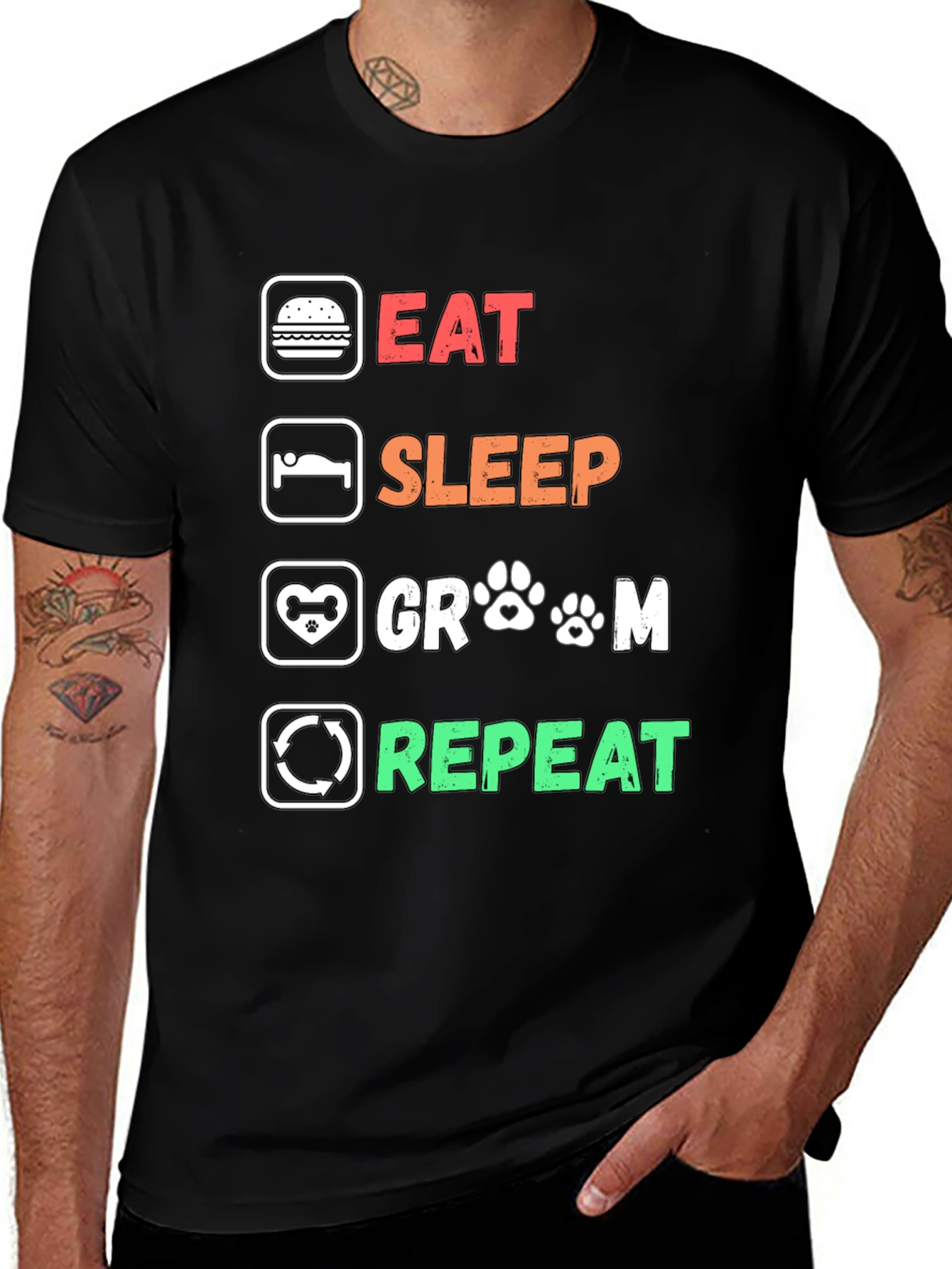 Eat Sleep Groom Repeat Graphic T-Shirt