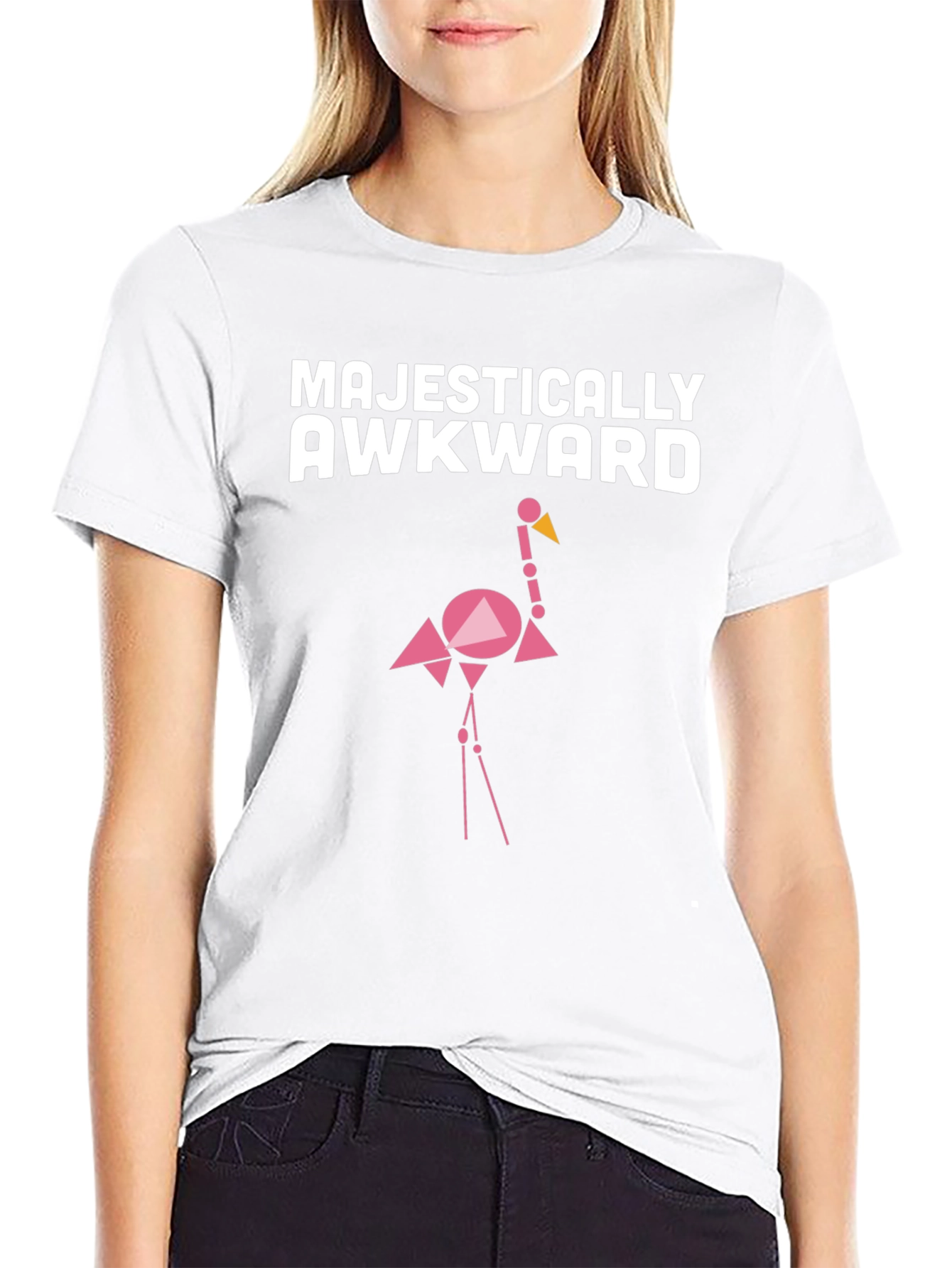 Majestically Awkward Graphic Tee - Geometric Flamingo Design