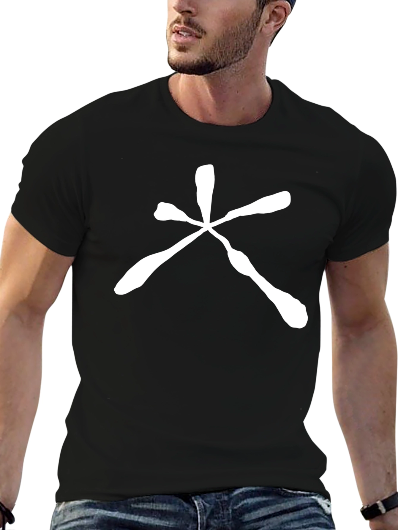 Black T-Shirt with White Chinese Character