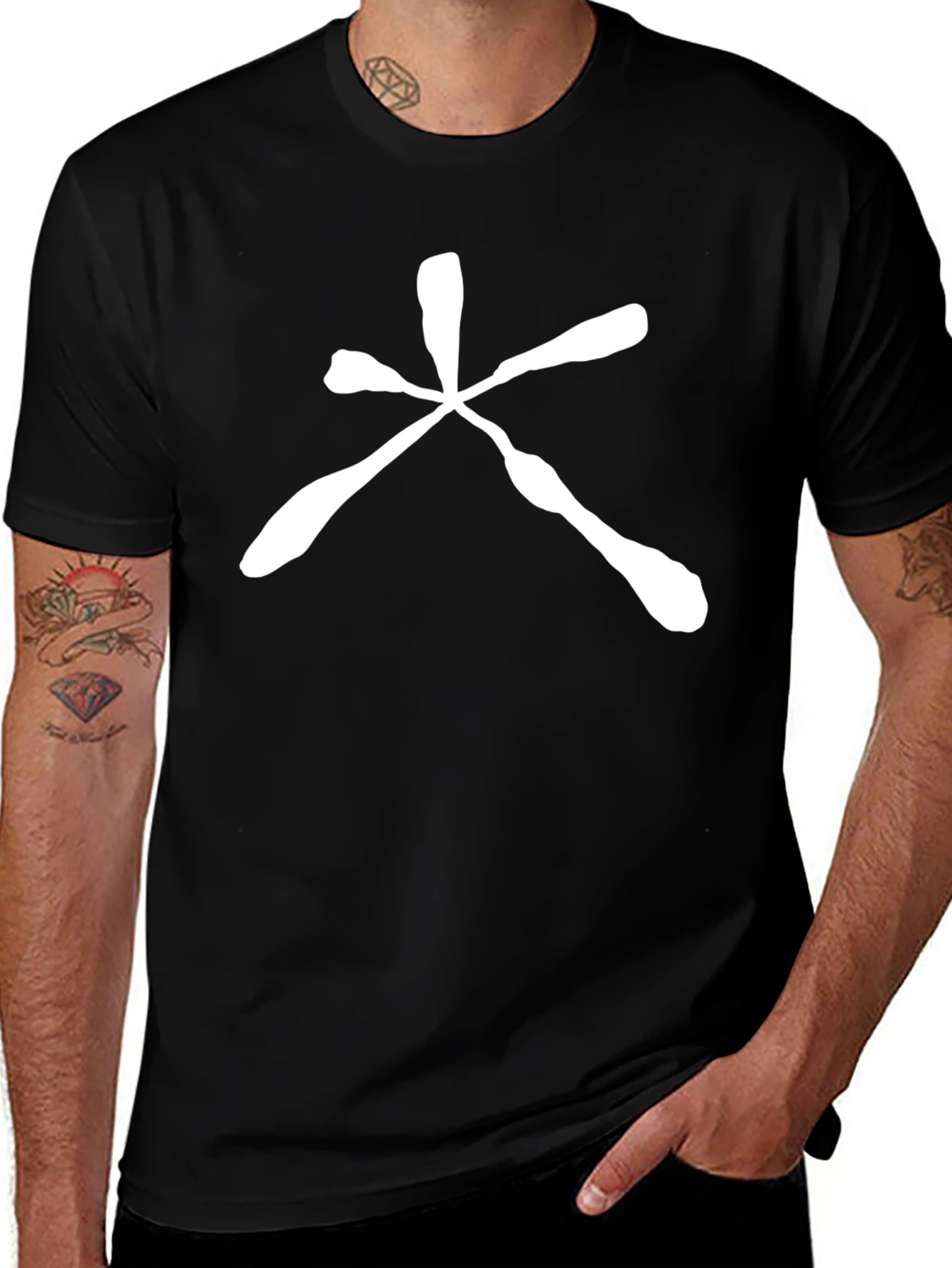 Black T-Shirt with White Chinese Character