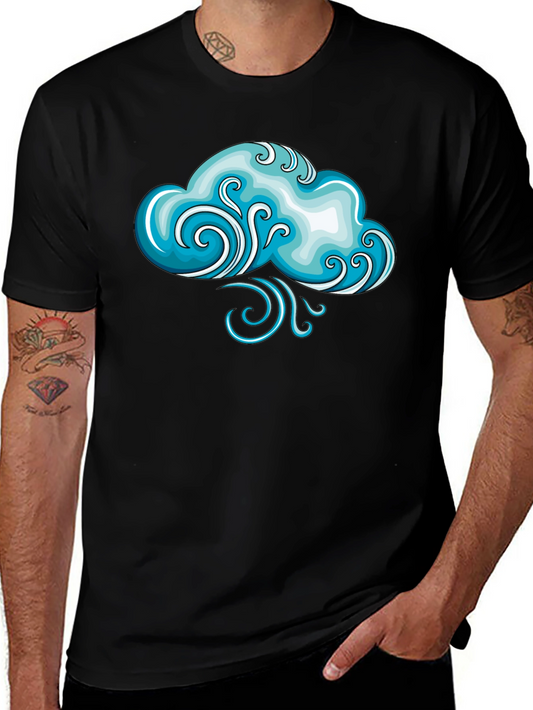 Whimsical Weather Cloud Graphic Tee - Black