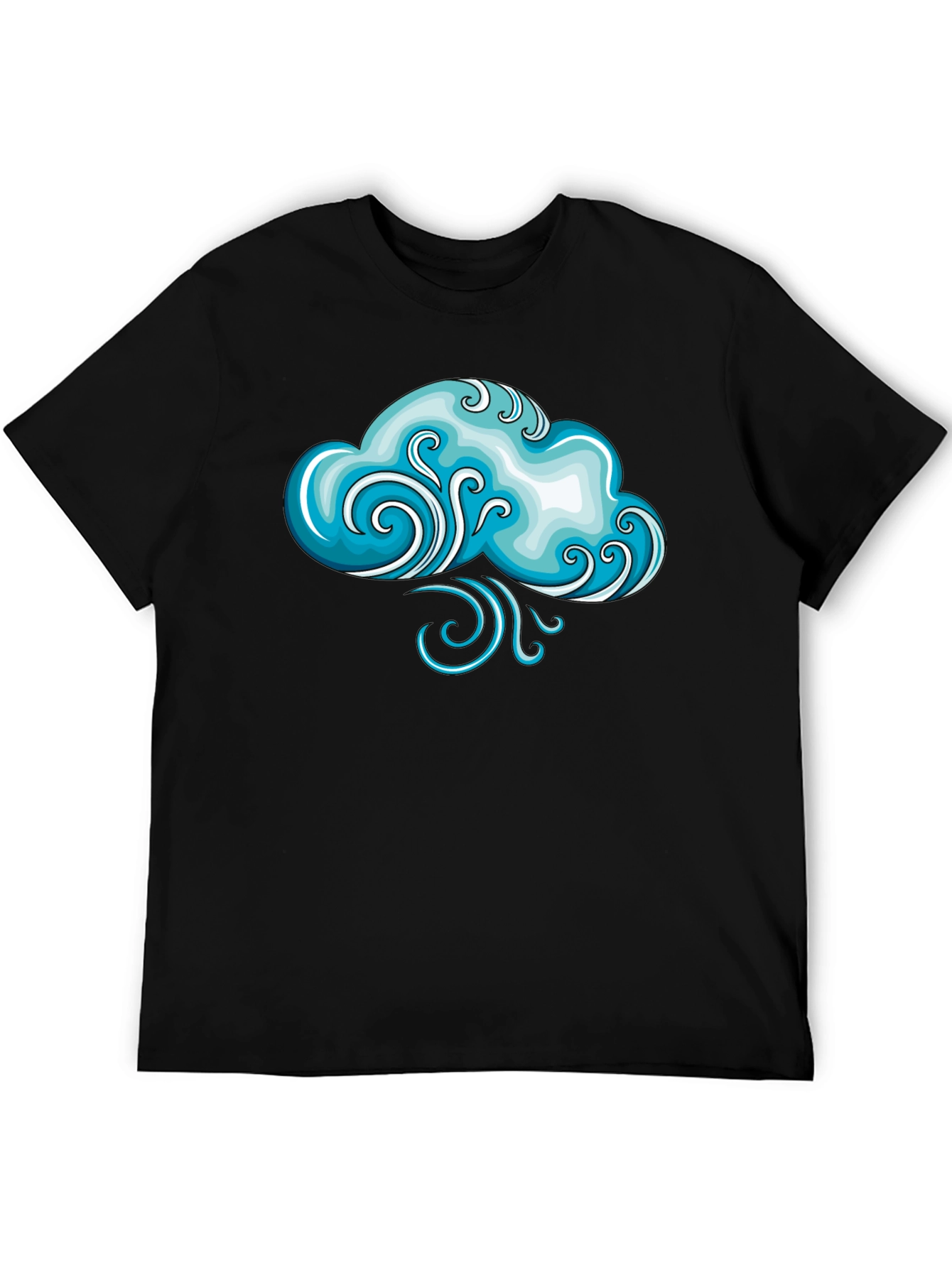 Whimsical Weather Cloud Graphic Tee - Black