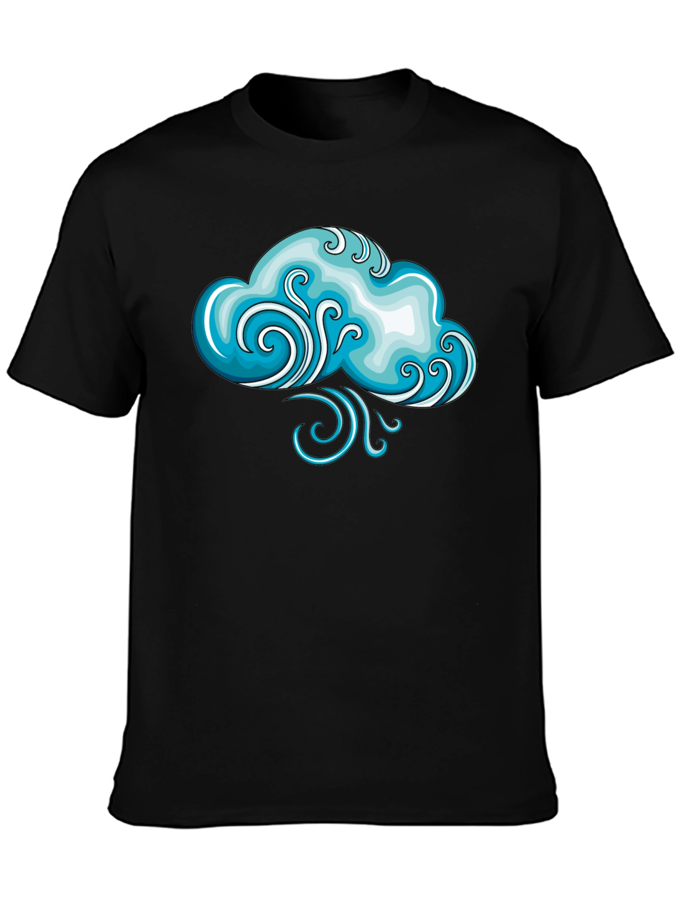 Whimsical Weather Cloud Graphic Tee - Black