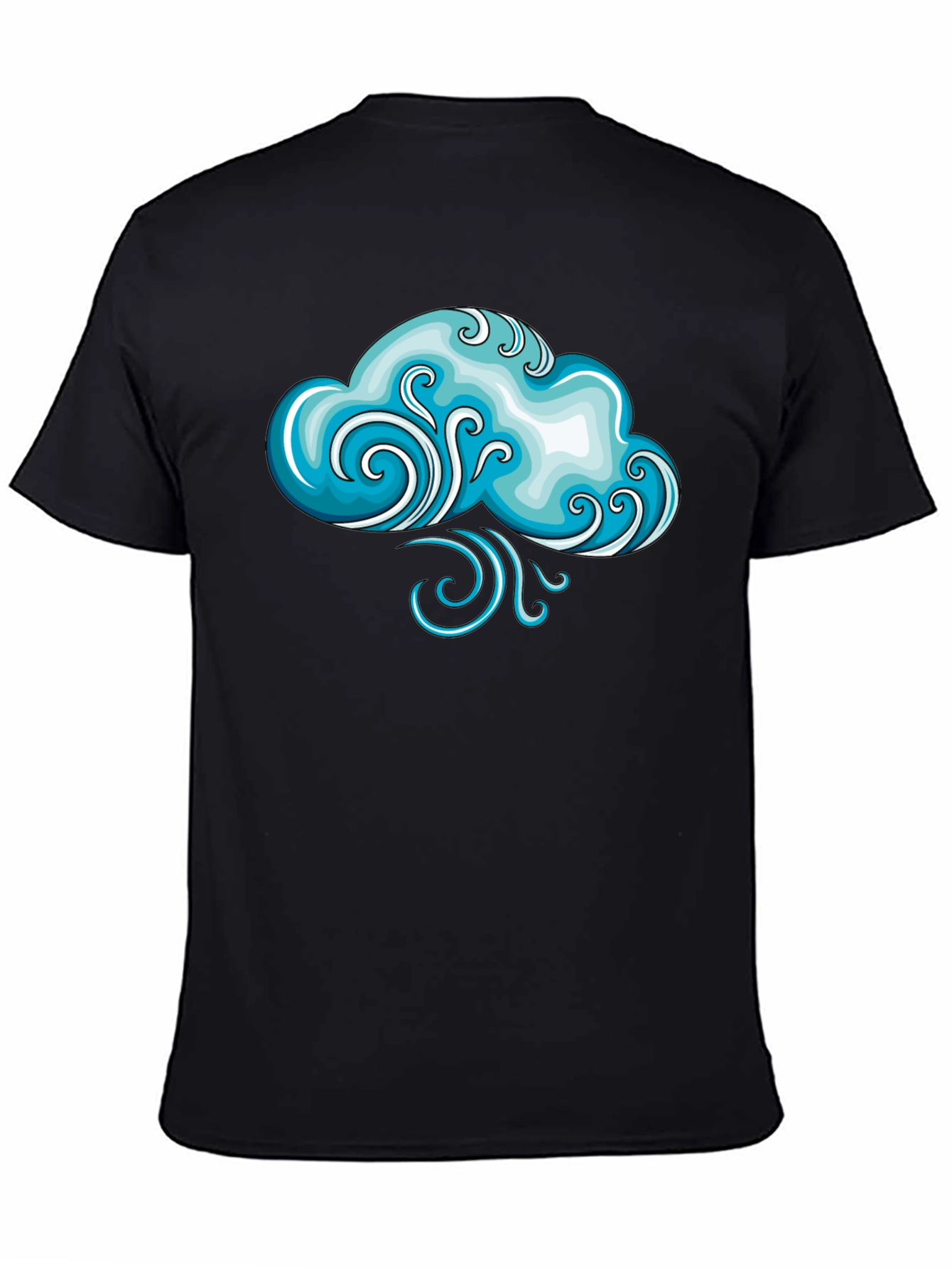 Whimsical Weather Cloud Graphic Tee - Black