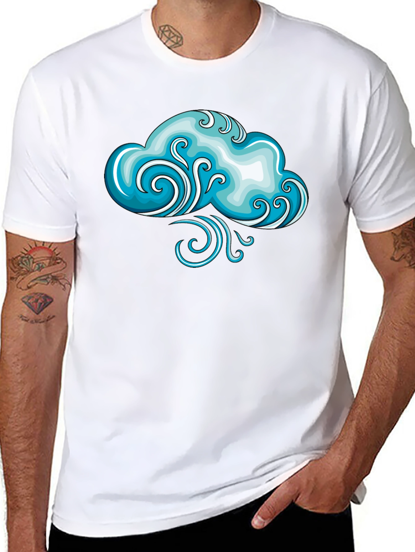 Whimsical Weather Cloud Graphic Tee - Black