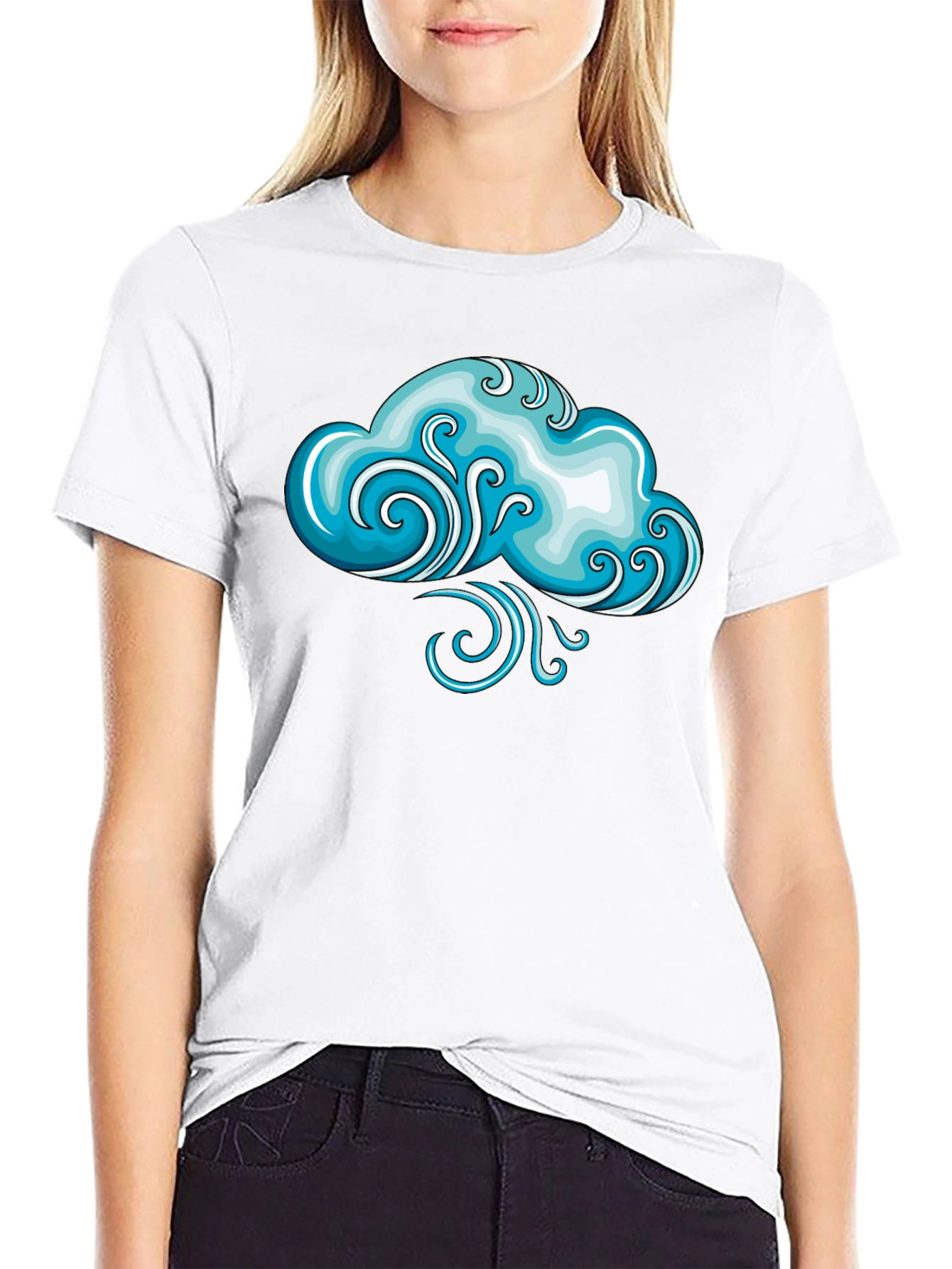 Whimsical Weather Cloud Graphic Tee - Black