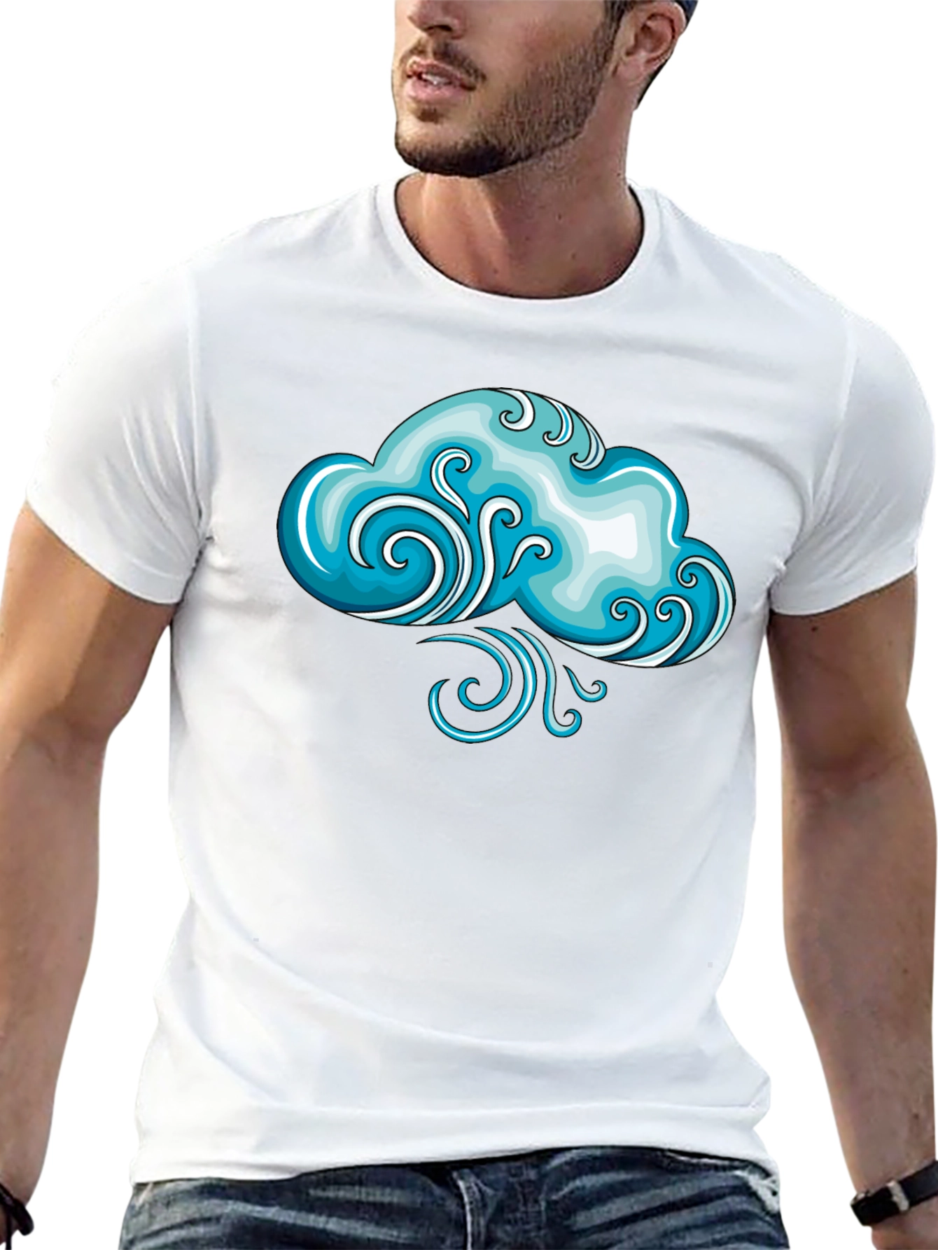 Whimsical Weather Cloud Graphic Tee - Black