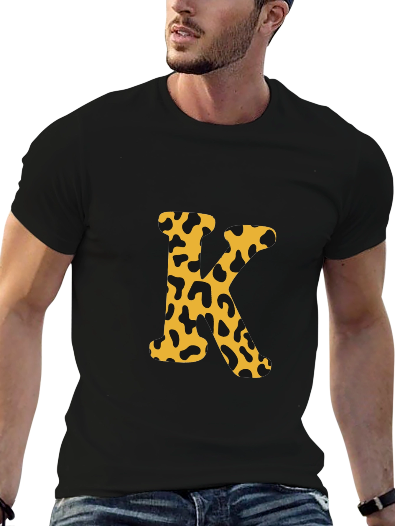 Leopard Print K Black T-Shirt