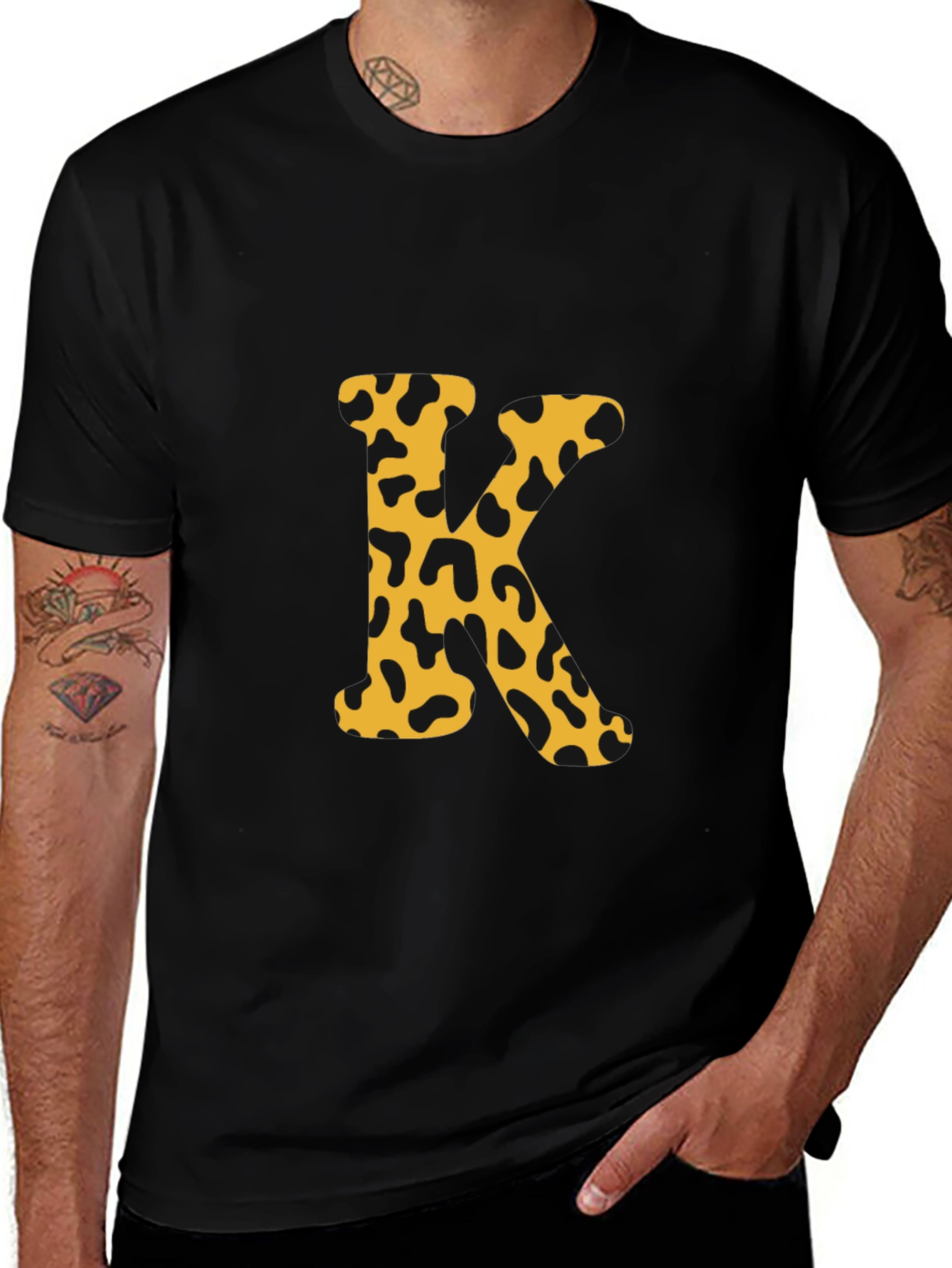 Leopard Print K Black T-Shirt