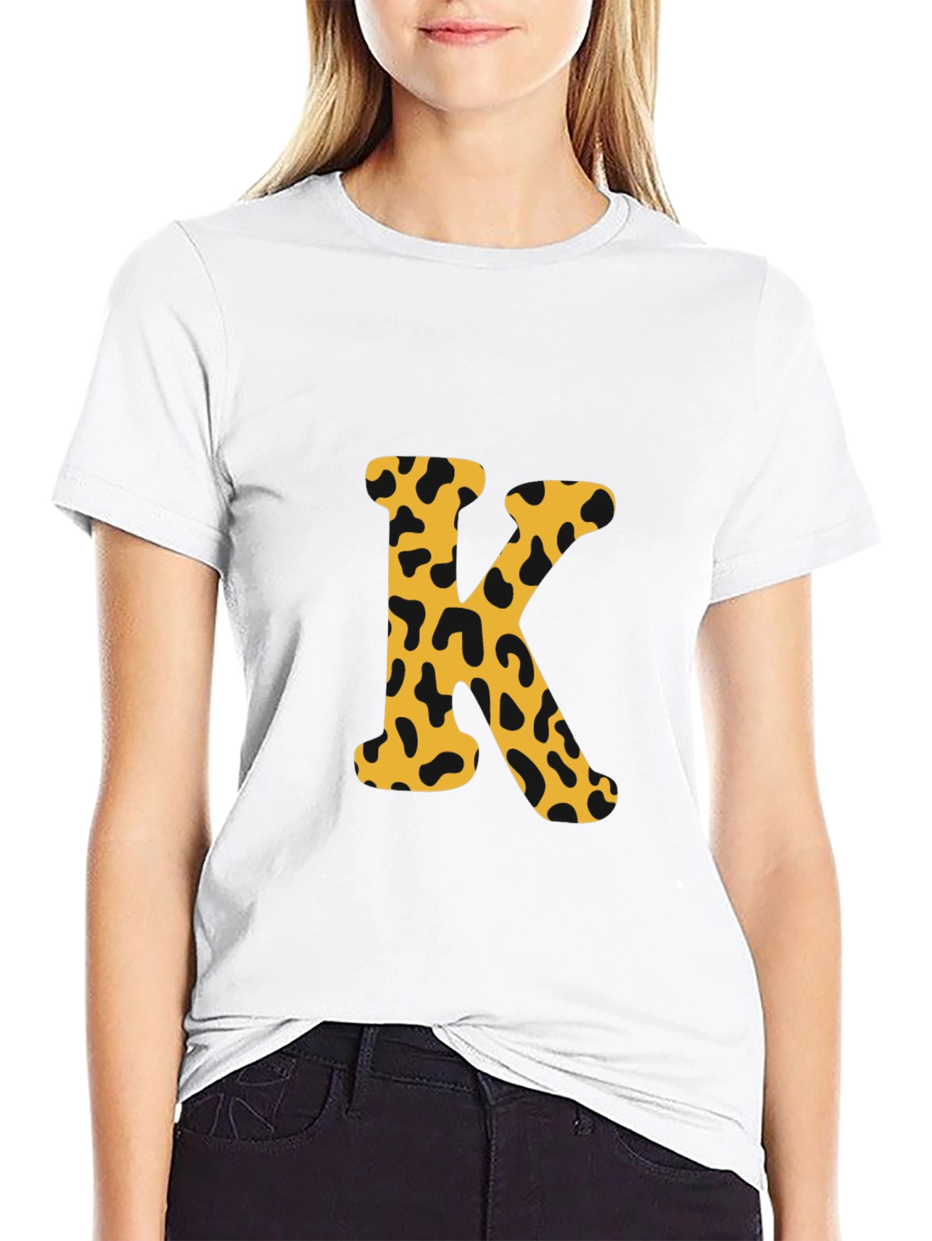 Leopard Print K Black T-Shirt