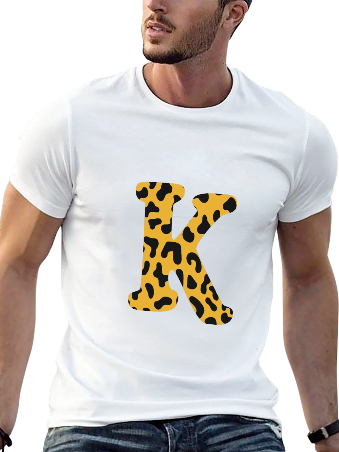 Leopard Print K Black T-Shirt