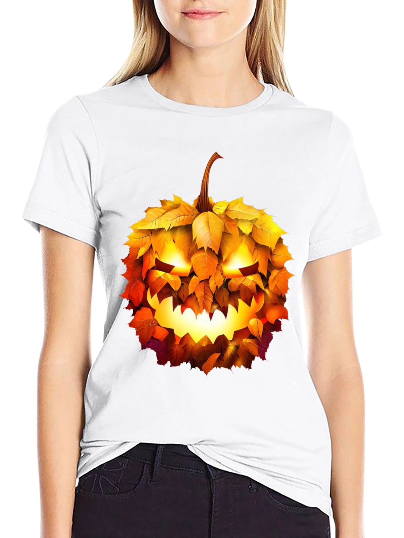Halloween Pumpkin Leaf T-Shirt