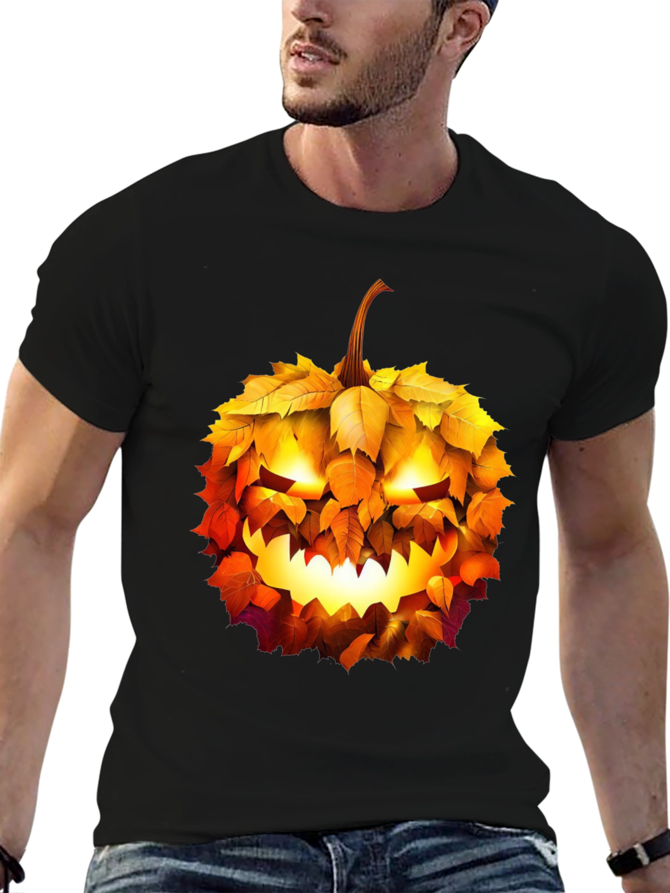 Halloween Pumpkin Leaf T-Shirt