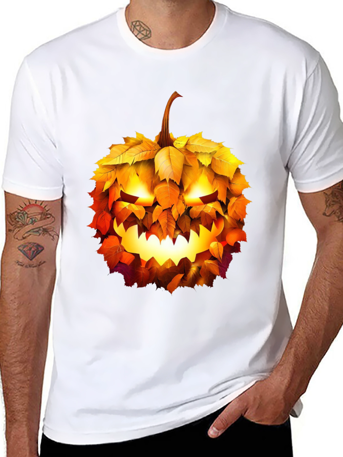Halloween Pumpkin Leaf T-Shirt