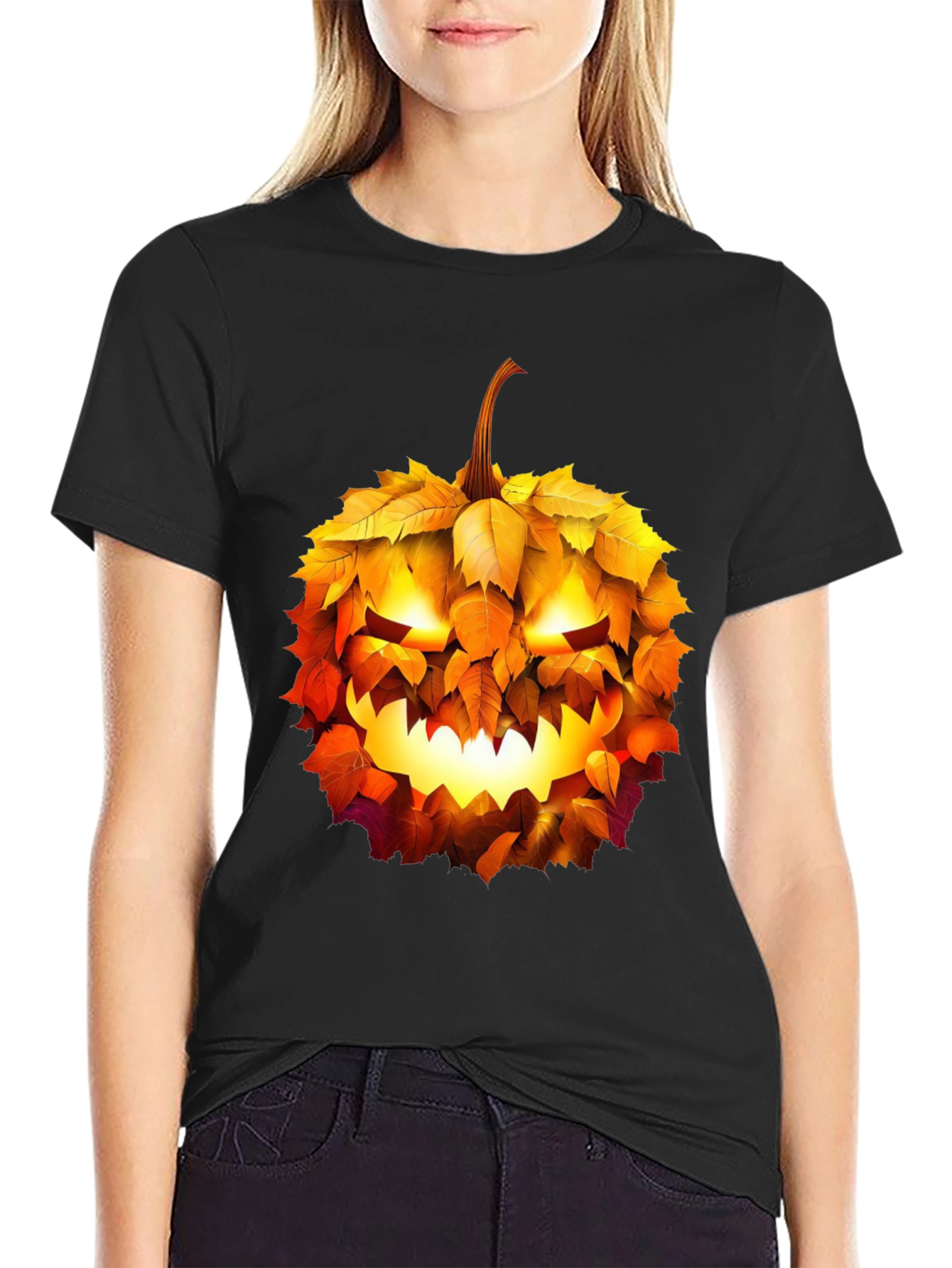Halloween Pumpkin Leaf T-Shirt