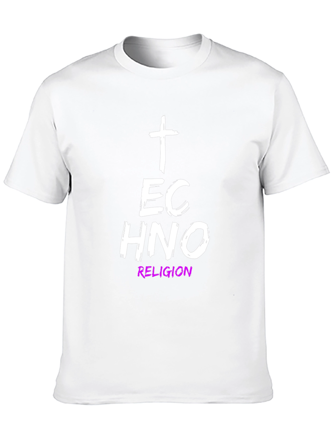 Techno Religion Graphic Tee - Black Cotton T-Shirt