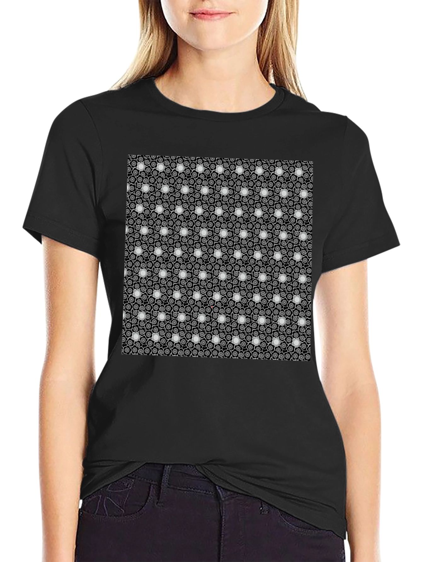 Patterned Black T-Shirt - Unique Design