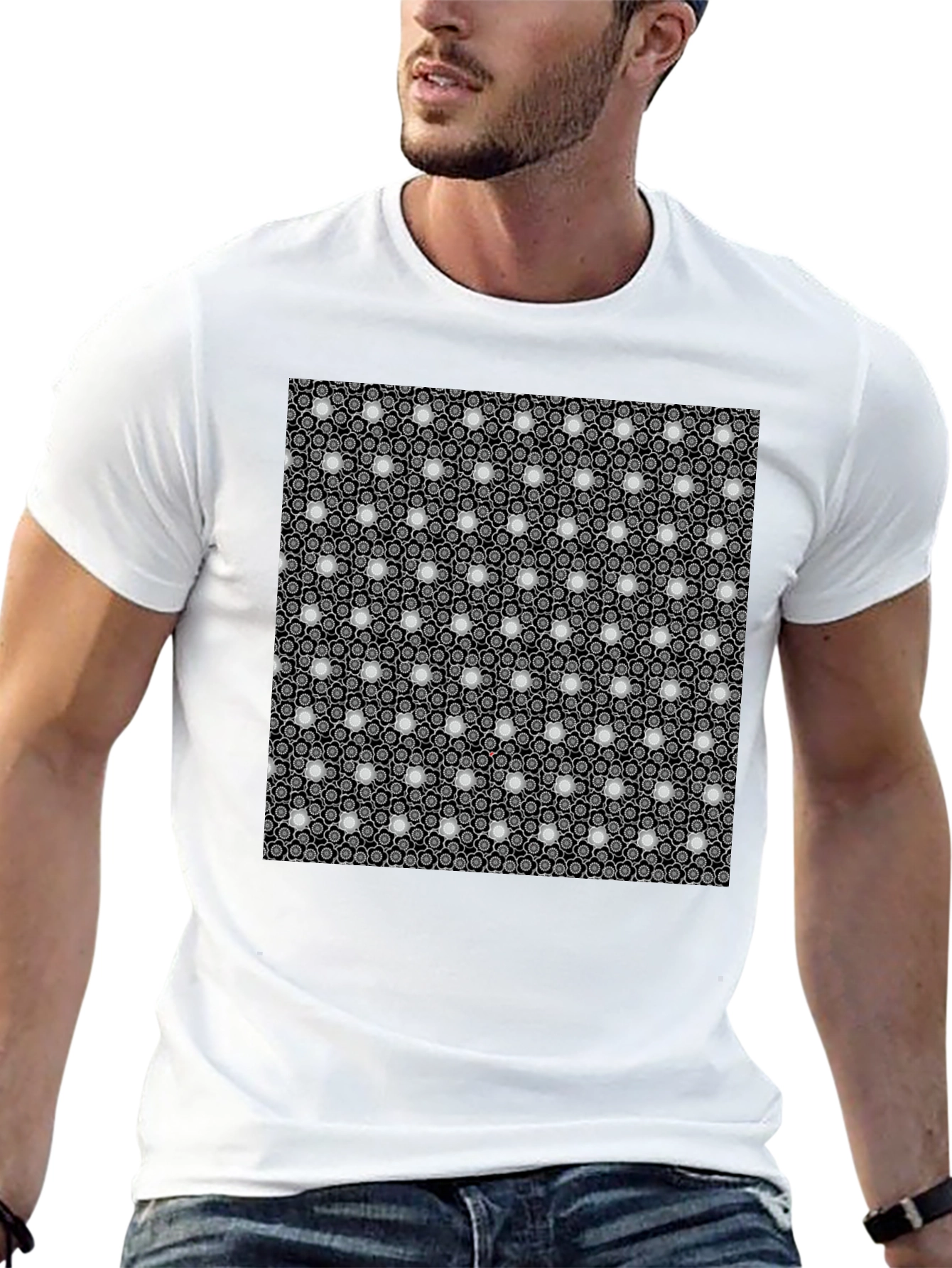 Patterned Black T-Shirt - Unique Design