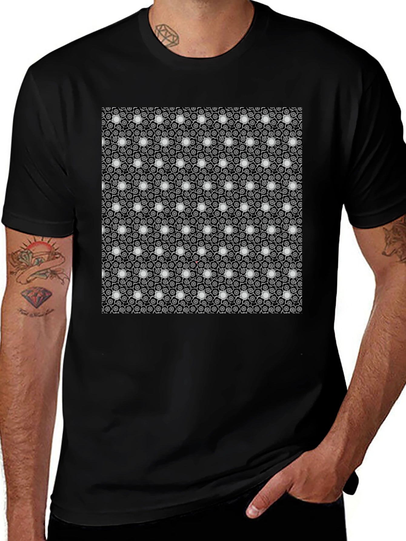 Patterned Black T-Shirt - Unique Design