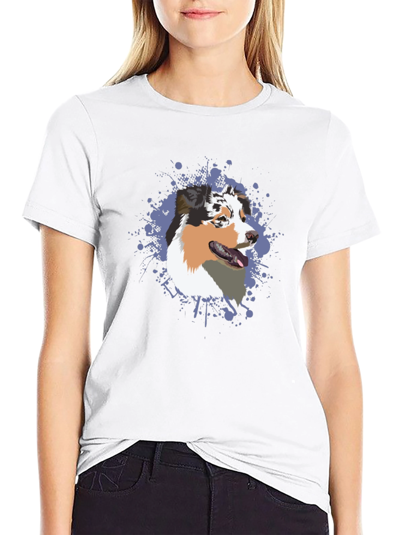 Dog Lovers Tee: Australian Shepherd Splash Design