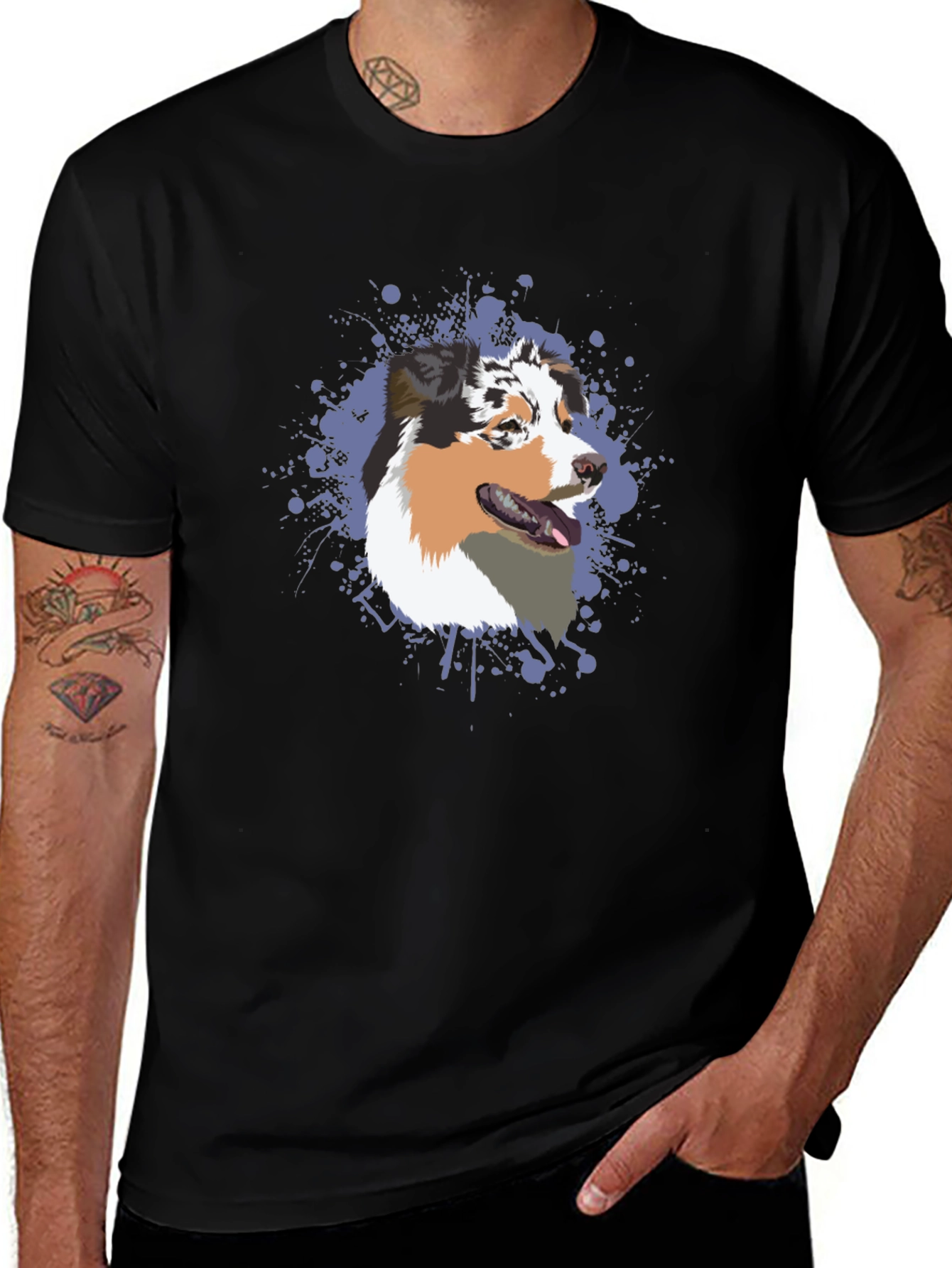 Dog Lovers Tee: Australian Shepherd Splash Design